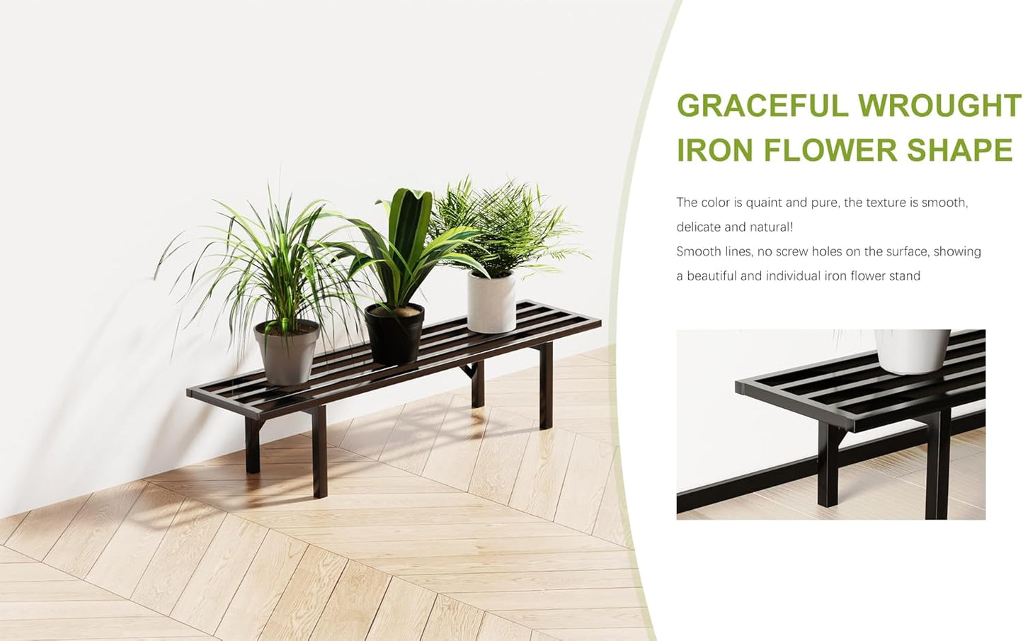 Zhongma One Tier Metal Plant Stand (35.43 L x 8.66 W x 7.9 H) Heavy Duty Plant Holder for Home, Window,Garden, Plant Lovers, Display Stand