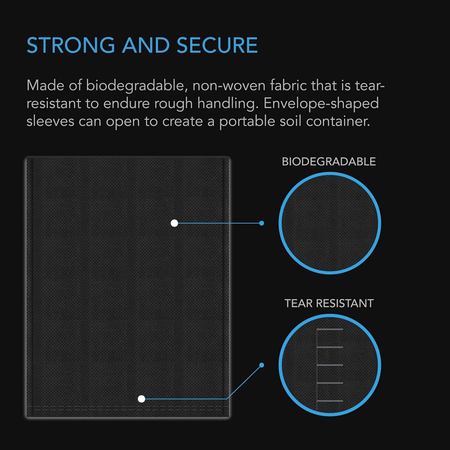 AC Infinity Nursery Bags 1/4 Gallon, Non-Woven Fabric Growing Pouches, 50-Pack Plant Pots for Seed Starting, Soil Transplant, Home Garden Supply