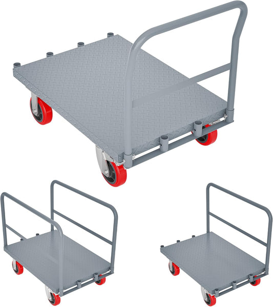 2 in 1 Panel Truck, 2000 LBS Panel Dolly Cart with 6" Swivel Casters and 36" x 24" Deck, Heavy-Duty Drywall Sheet Cart, Handling Wall Panel, Lumber for Garage, Warehouse (5.89 in (4 Side Handrails))