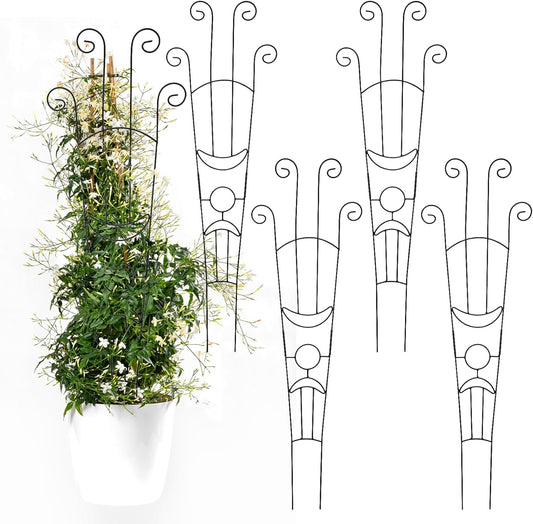 4 Pack Plant Supports, 32 in Taller Plant Trellis for Climbing Plants Indoor, Sturdy Houseplant Trellis for Potted Plants with Ties, Vine Plant Support for Monstera Pothos Ivy, Plant Decor