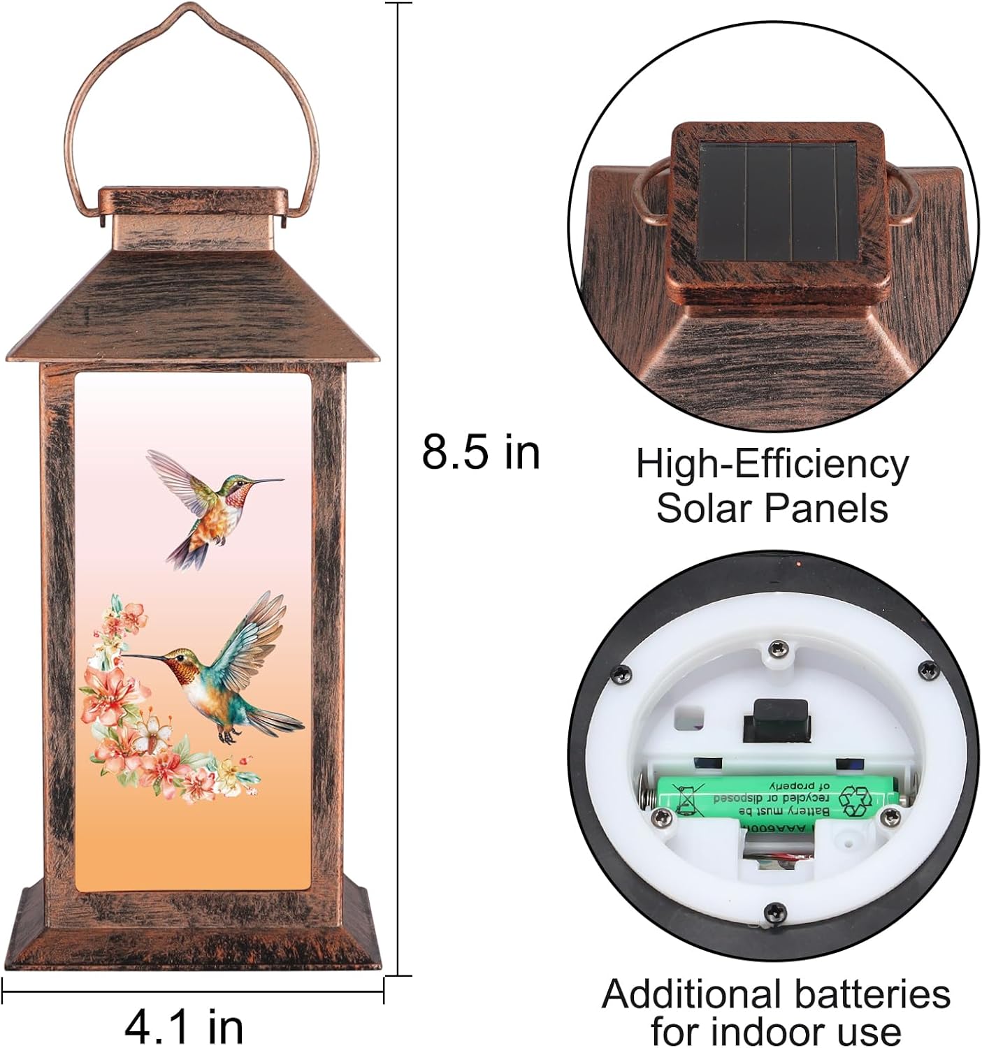 Solar Lantern Outdoor Waterproof Hummingbird Garden Decor Birthday Gifts for Women Mom and Grandma Solar LED Plastic Decorative Hanging Light for Yard(Hummingbird )