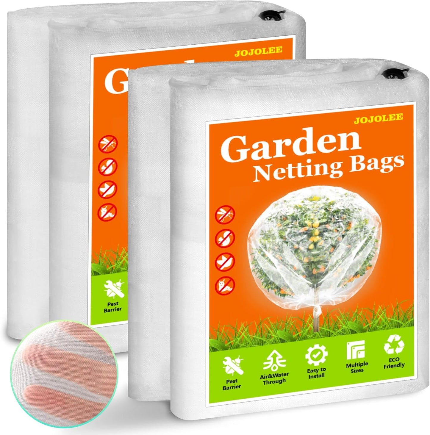 JOJOLEE Fruit Tree Netting for Garden Protection, 1Pc 7.8 x 7.8FT Insect Bird Nettings with Zipper and Drawstring, Plant Cover Mesh Net Bags for Blueberry Bushes, Tomatoes, Flowers