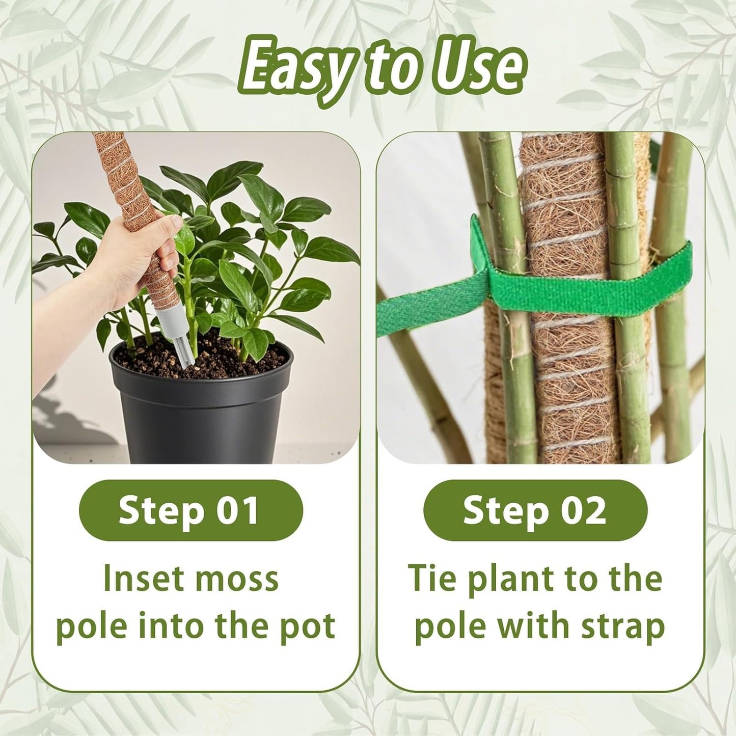 3 Pack Moss Pole, 28" 48" 63" Monstera Plant Support for Climbing Indoor Plants, Bendable Coco Coir Plant Support Stakes for Potted Plants, Pothos, Philodendron