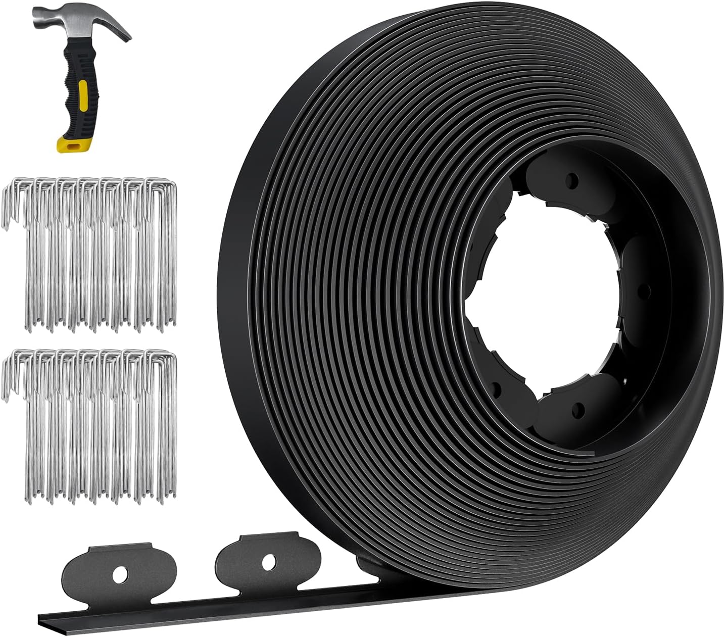 66FT Landscape Edging 2 in Tall with 70 Spikes, Garden Edging Border and 1 Hammer, Plastic Landscape Edging Border Lawn Edging for Landscaping, Flower Beds, Yard