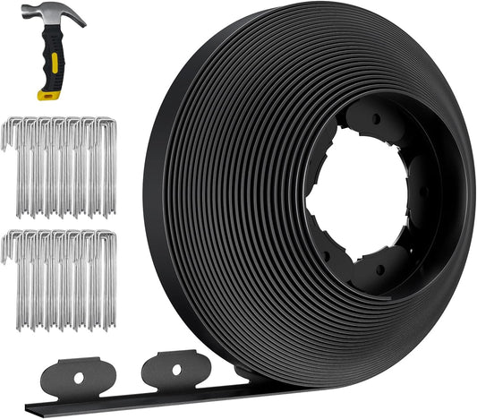 66FT Landscape Edging 2 in Tall with 70 Spikes, Garden Edging Border and 1 Hammer, Plastic Landscape Edging Border Lawn Edging for Landscaping, Flower Beds, Yard