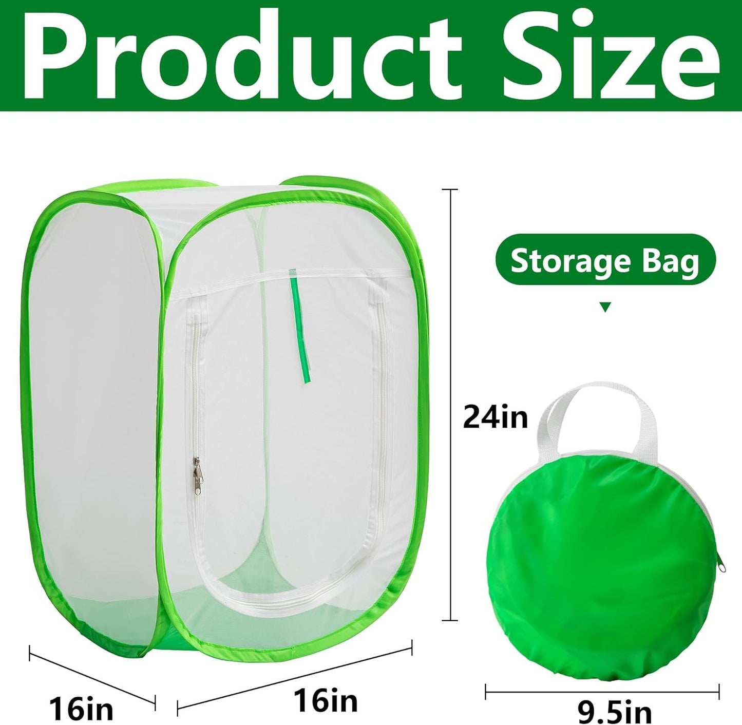 16" x 16" x 24" Pop Up Garden Mesh Plant Cover, Plant Protectors Mesh Plant Enclosure, Garden Net Cage Pest Protection Guard Tent with Storage Bag for Protect Plant Vegetable Fruit from Birds Insects