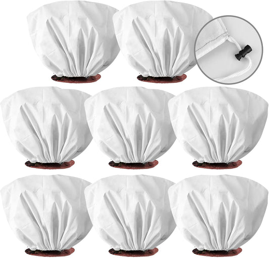 8 Pcs Plant Covers Frost Protection Bag 39.3" x 19.6" Winter Reusable Plants Jacket with Drawstring Shrub Protection Wraps Bags Frost Blanket for Winter Outdoor Garden Plants