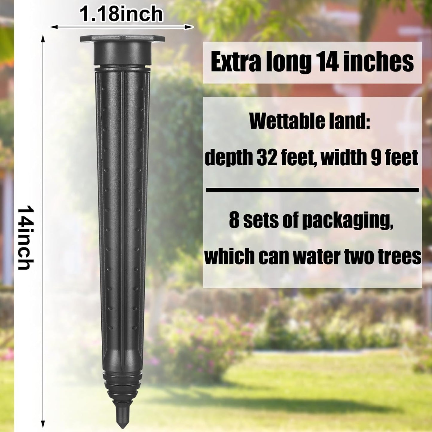 8 Pack Garden Watering Stake Large UV-Protected ABS Plastic Deep Root Irrigation Spike for Trees, Shrubs, Bushes, Shrubs, Flowers, Fruits, Vegetables, Potted Plants (14 Inch)