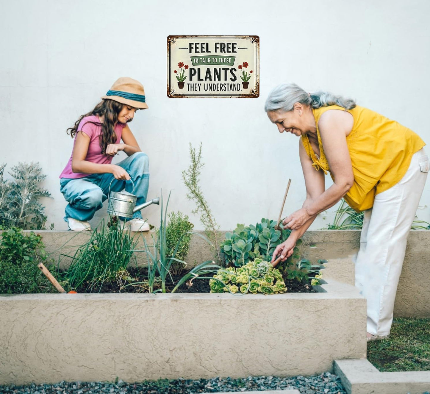 Bestylez Garden Gifts Feel Free to Talk with These Plants They Understand Vintage Gardening Signs for Home Garden Greenhouse Living Room Bedroom Yard Outdoor Decor 8X12 Inch (3373)