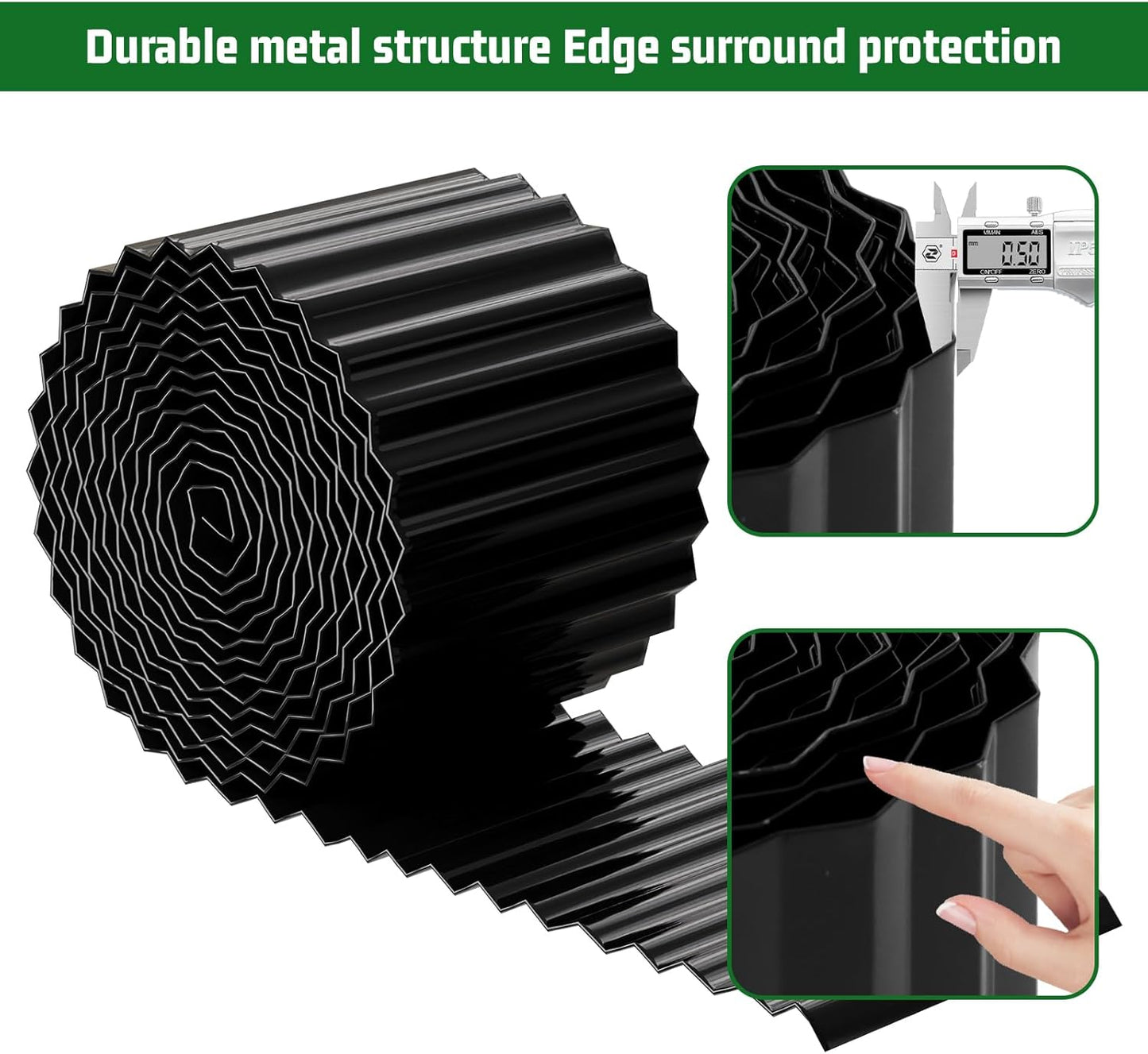 SnugNiture Corrugated Metal Garden Edging,10" x 20' Sturdy Lawn Edging Border,Landscape Edging Border for Lawn, Flower Bed,Garden and Yard