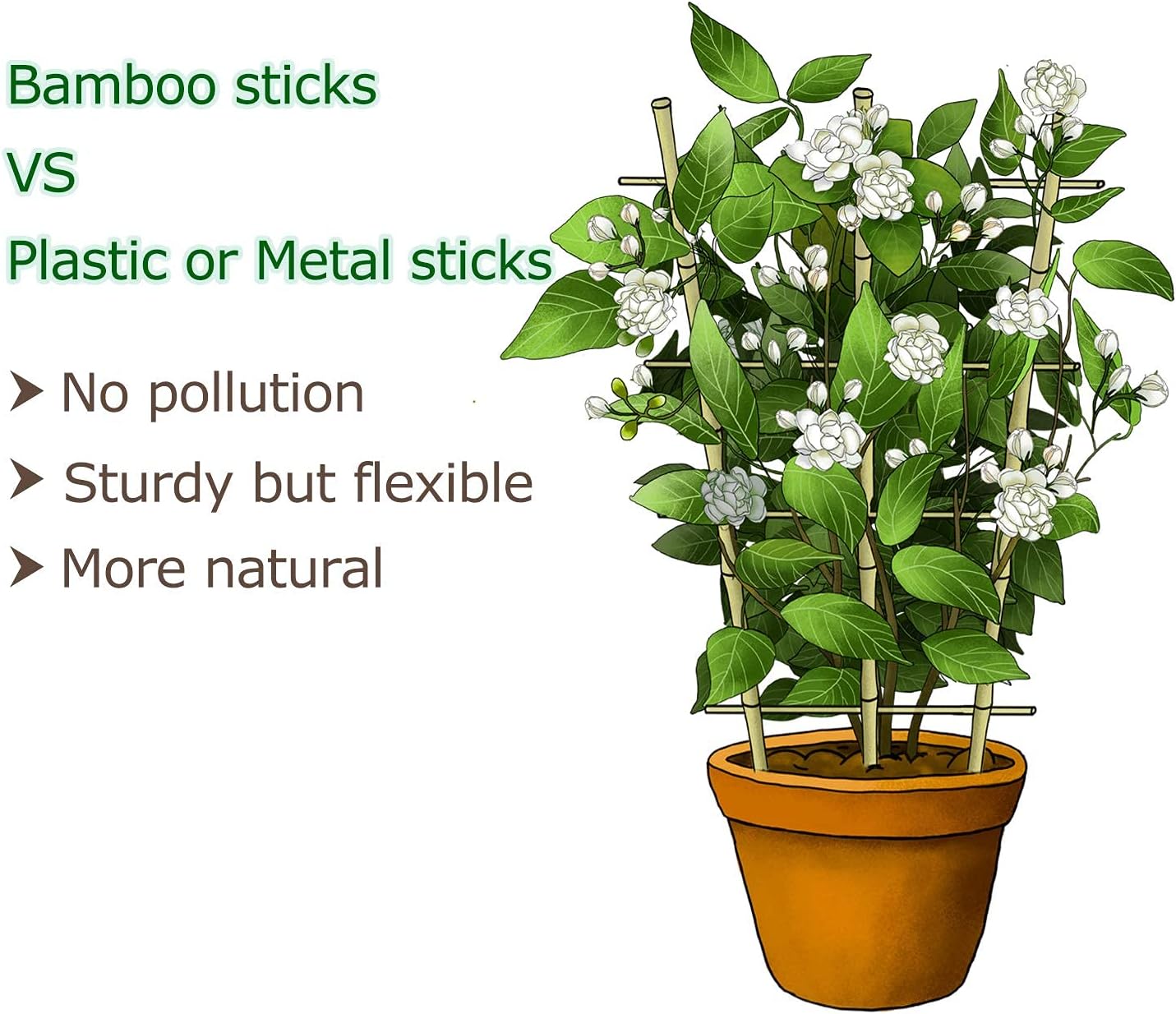 24 Inch Trellis for Potted Plants, 3 Pack Bamboo Trellis Indoor, Natural Garden Trellis for Climbing Plant Monstera Hoya Vegetables and Fruits