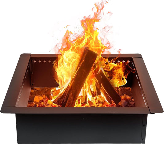 42 inch Square Fire Pit Ring, Heavy Duty Firepit Ring, DIY Campfire Insert Above or In-Ground, for Outdoor, Camping, and Bonfires