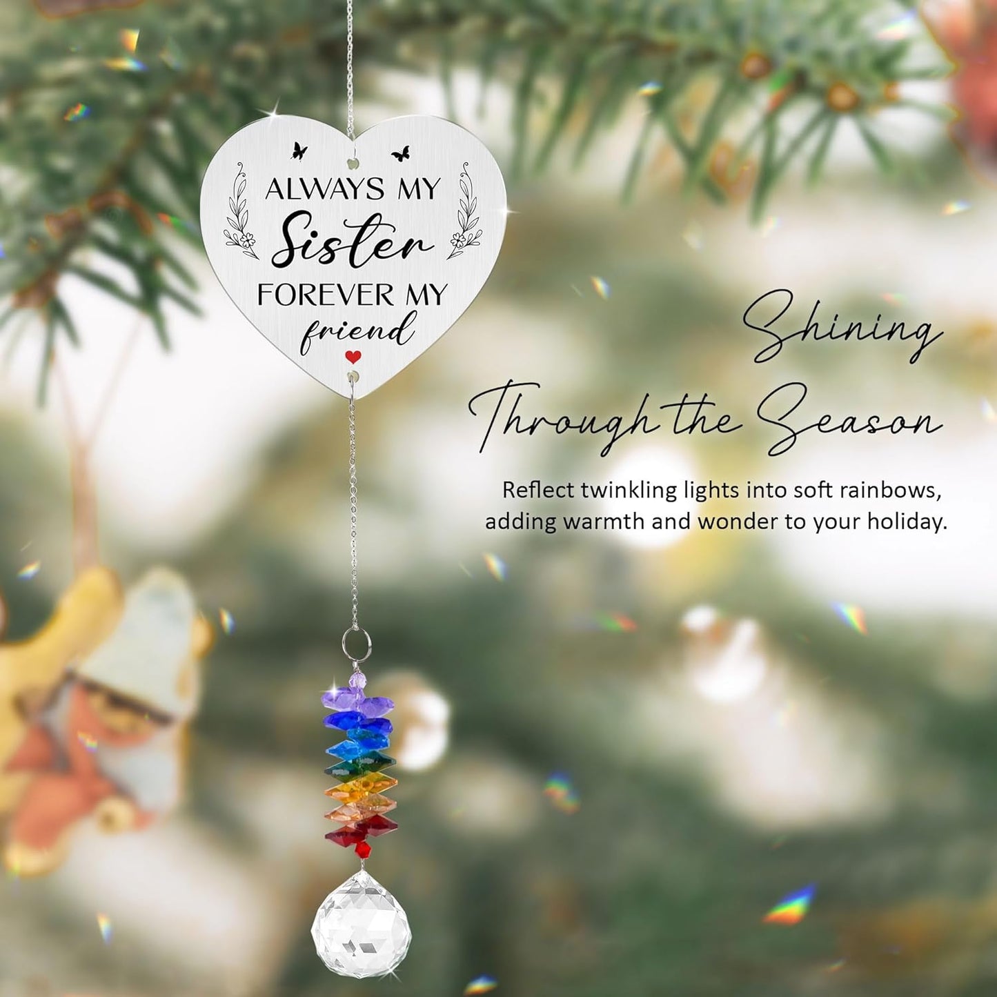 Aluminum Ornament Suncatcher Birthday Gift for Sisters - Unique Gift from Sister Brother - Crystal Rainbow Maker - Sister Suncatcher - Window Hangings Home & Garden Decor