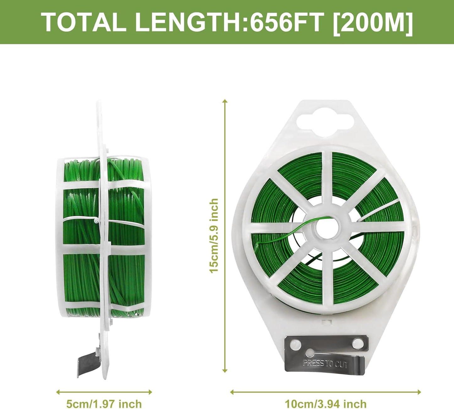 SumDirect Plant Ties,1312FT/400m Green Garden Twist Ties with Cutter for Gardening Plants Growth and Care,Plant Garden Twine Wires for Office Home Cable Organization (1312 Feet / 400 Meters(2 Rolls))