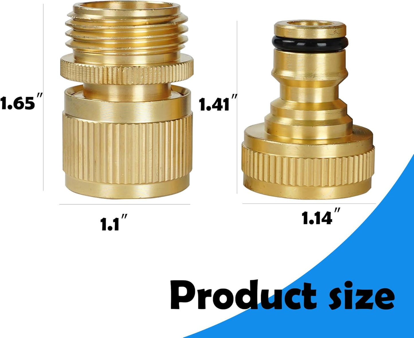 Hourleey Garden Hose Quick Connect, 4 Set Solid Brass 3/4 Inch GHT Thread Garden Hose Quick Connect Fittings, No-Leak Male and Female Water Hose Quick Release Connectors