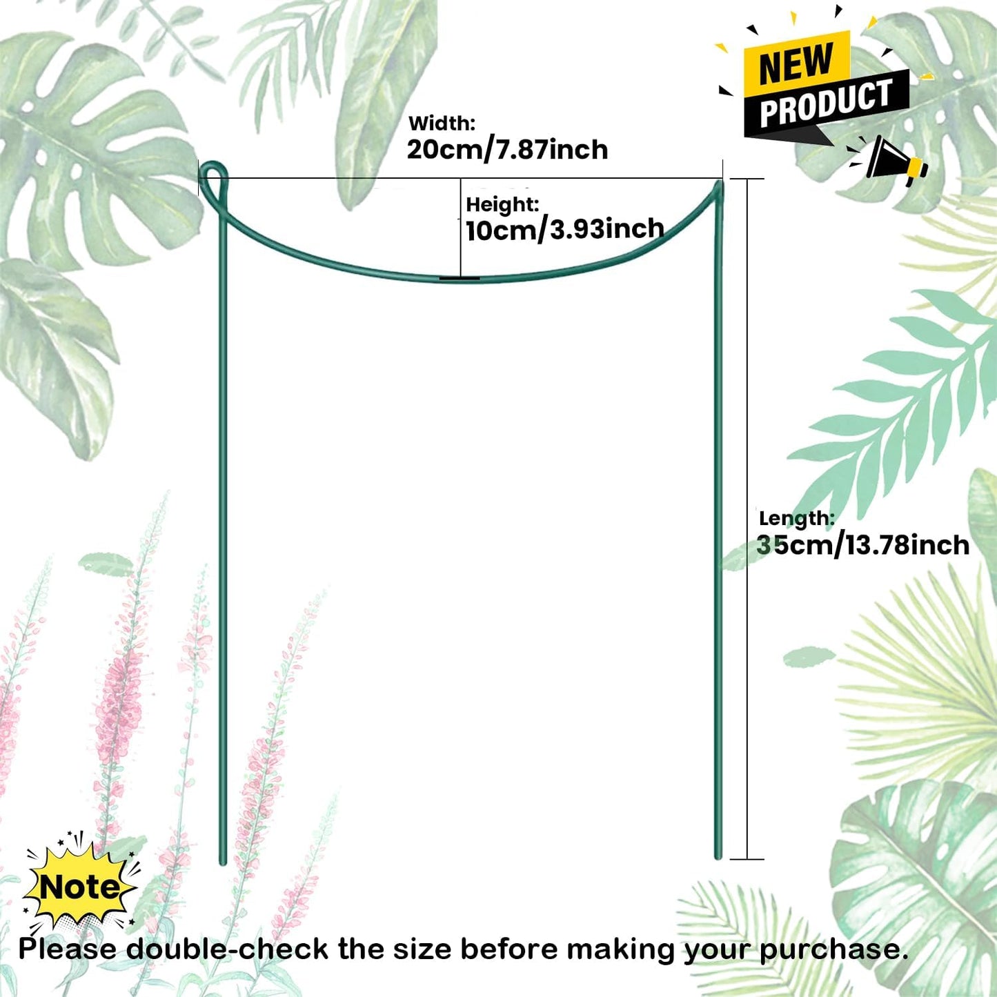 8 Pack Snake Plant Support Stakes - Rust-Proof Half Round Peony Stakes and Supports - Ideal for Hydrangeas, Dahlias, and More - Indoor and Outdoor Potted Plant Support and Stakes