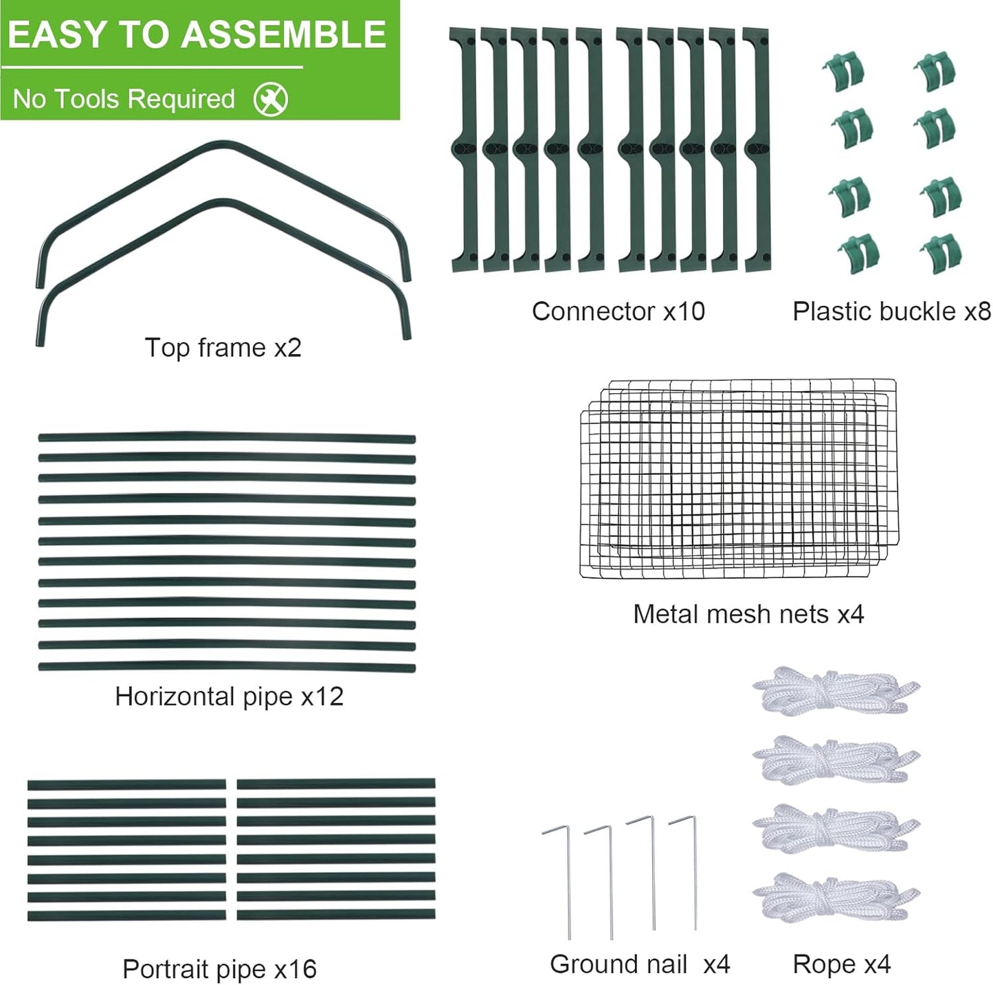 Oneness Mini 4-Tier Greenhouse, Indoor and Outdoor Reusable Portable Warm House with Green PVC Cover and Metal Shelf for Seeding in All Season, 29.5”W x 19.7”D x 62.2”H