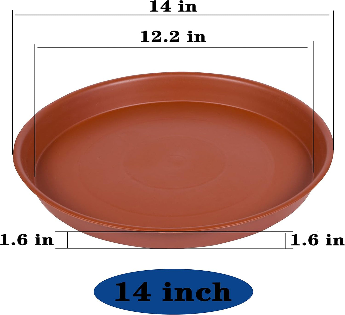 2 Pack of Bird Bath Bowl 14 inch, 1.6" Depth, 12 14 16 18 19 inch Heavy Duty BirdBath Bowls only, Plastic Round Large Plant Saucer Dish for Garden (14", Terracotta)
