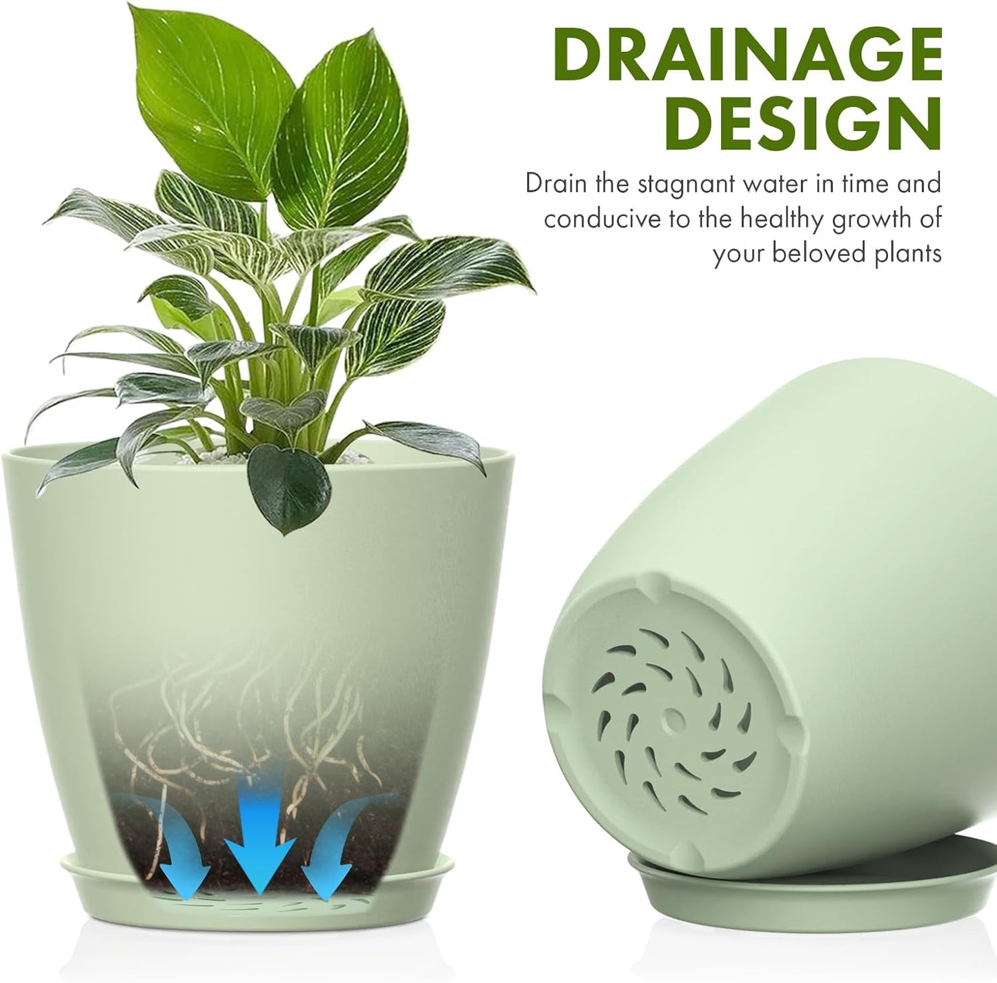 8 Pack 4 Inch Plant Pots with Drainage Holes and Saucers, Pots for Plant Indoor, Plastic Planters for Succulents and Small Plants, Colorful