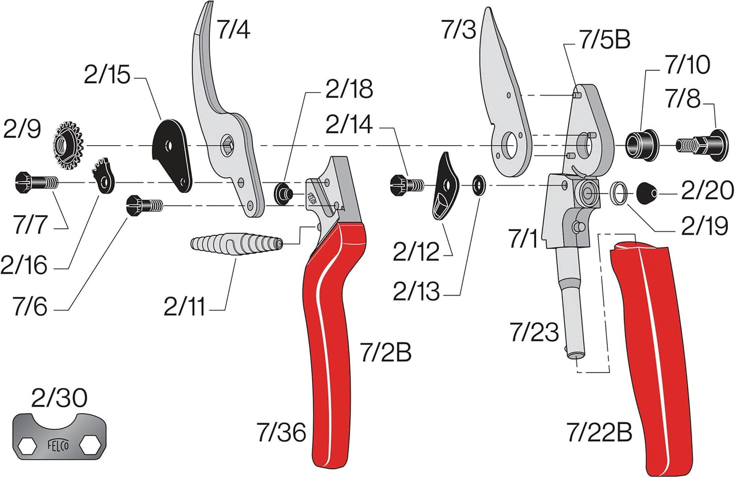 Felco F7 Pruning Shears – 26" Swiss-Made Garden Clippers with Rotating Handle for Reduced Fatigue | Hand Pruners for Gardening | Garden Tool Cutter with Precision Bypass Blade, Aluminum Handles