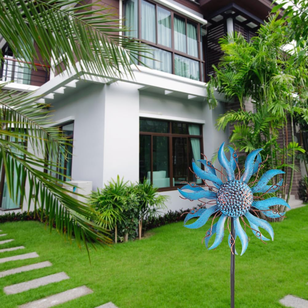 Wind Spinner Outdoor Decoration, 57”H*13”D Wind Sculptures Metal Yard Art Windmill, Pinwheels for Yard and Garden