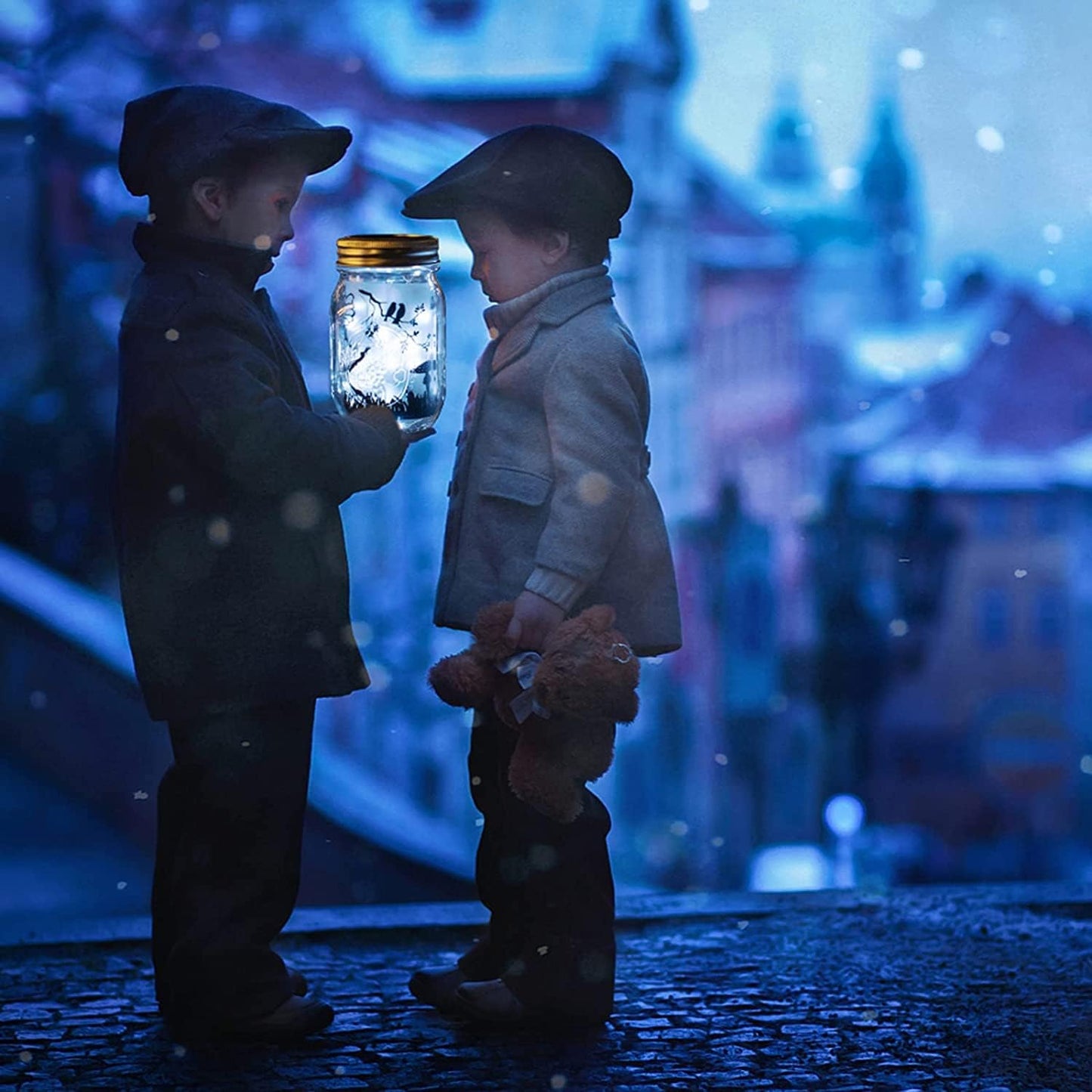 Solar Mason Jar Lights Lids, 8 Pack 30 Led Fairy Lights(Jars Not Included), Outdoor Hanging Mason Jar Solar Lights, Fairy in a Jar Solar Firefly Lights for Patio Garden Table Decor