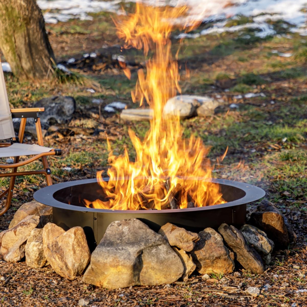 36 inch Fire Pit Ring, Firepit Ring for Camping, Wood Burning Fire Pit for Outside,Yard,Garden,Outdoor Fireplace