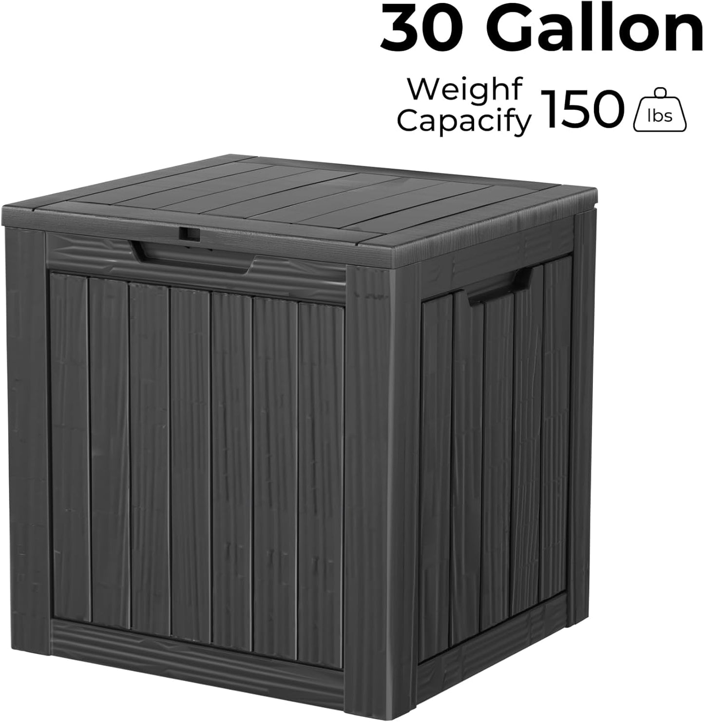 30 Gallon Deck Box, Resin Outdoor Indoor Waterproof Storage Box, Lockable Storage Box With Handle for Patio Furniture - Garden Tools - Swimming Pool Tools UV-Resistant, Black