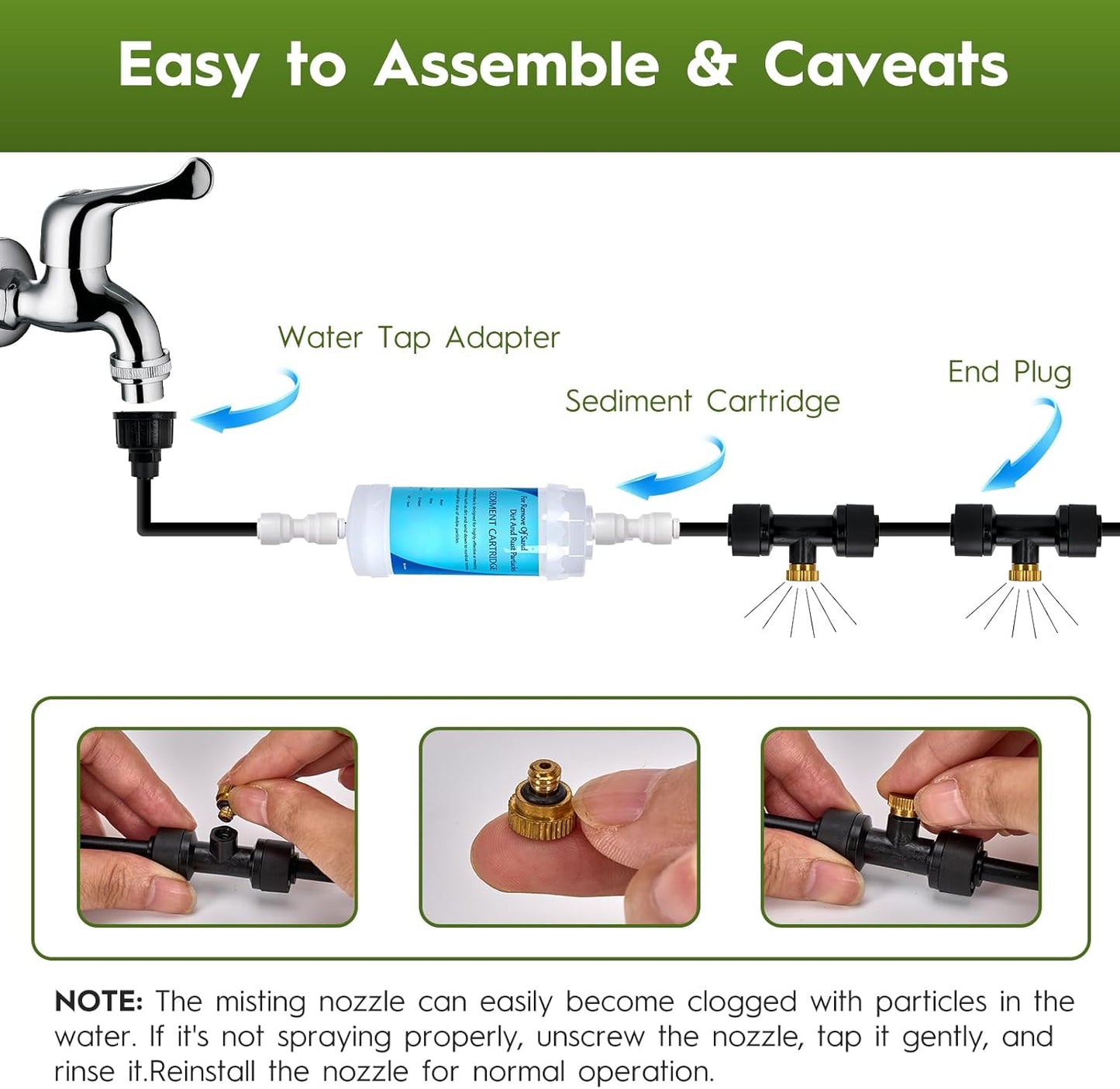 50FT Outdoor Misting Cooling System‌ - Patio Garden Kit with ‌Brass Nozzles & UV Tubing‌, DIY Install for ‌Pool, BBQ, Greenhouse‌, Water-Saving High Pressure Cooler