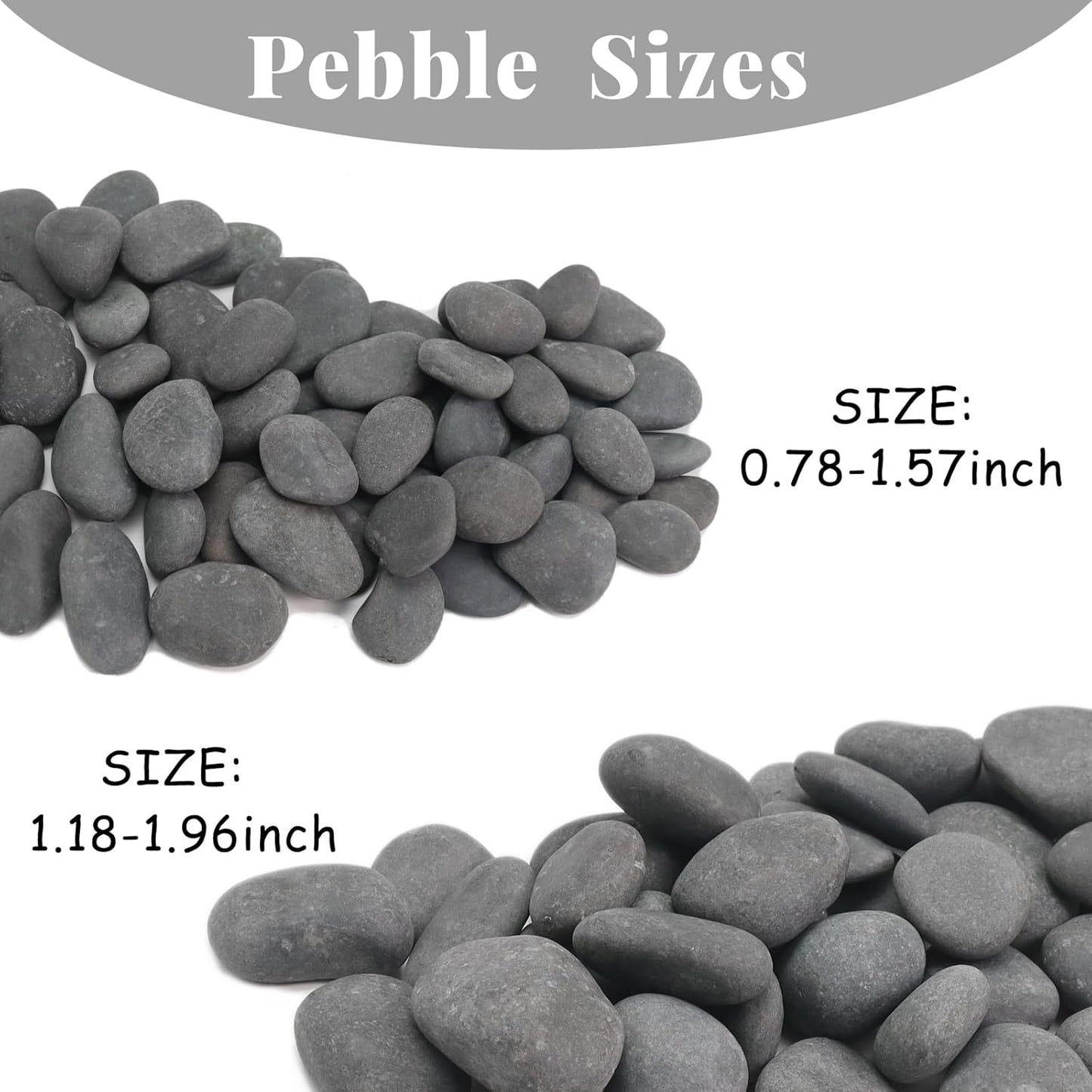 20LB Black Stones Pebbles River Rocks, Natural Beach Pebbles, 0.8-1.5" Decorative Rocks- Ideal for Garden Landscaping, Home Decor, Aquariums, Painting, Crafting and Gifts, Black Colors
