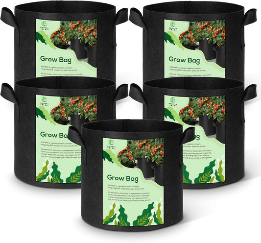 10 Gallon Grow Bags Planters for Outdoor Plants 5-Pack Plant Bags with Handles