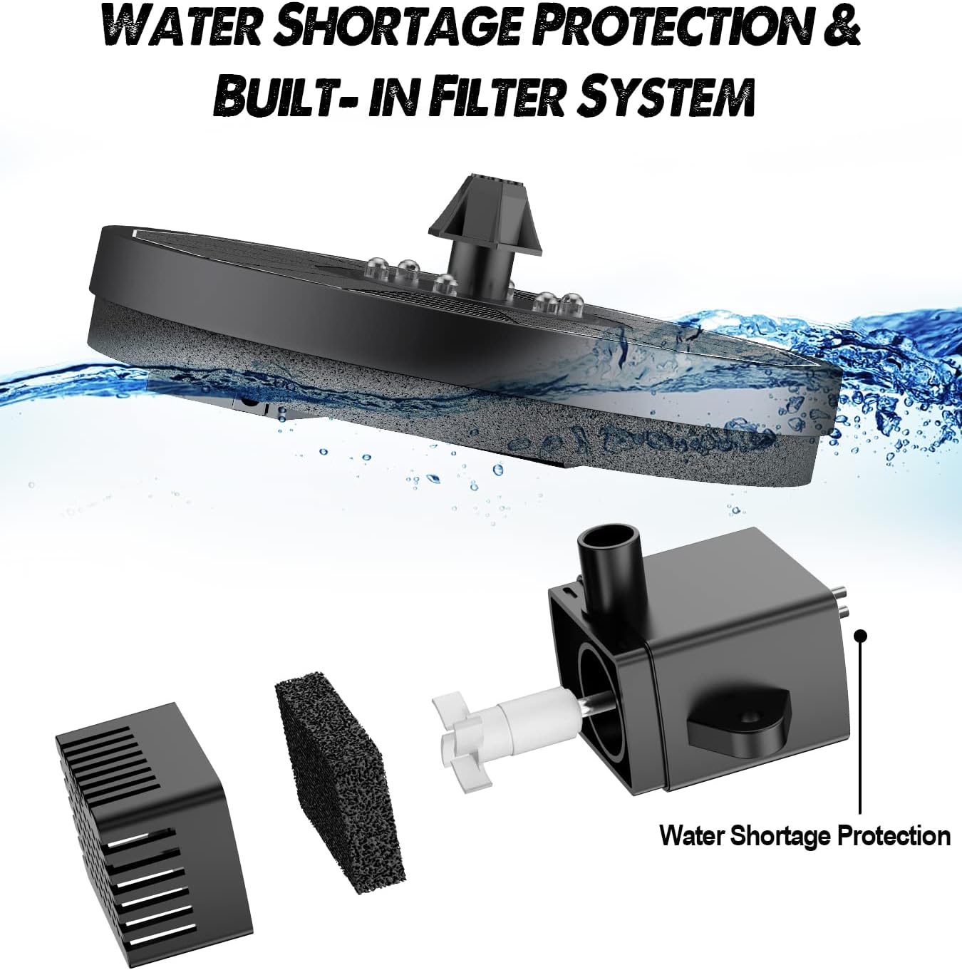 Glass Panel Solar Fountain with 2200 Mah Battery, 3.5W Floating Water Fountain with 4 Fixed Rods, Solar Pump for Bird Bath, Garden, Pond, Pool, Outdoor - White Lights