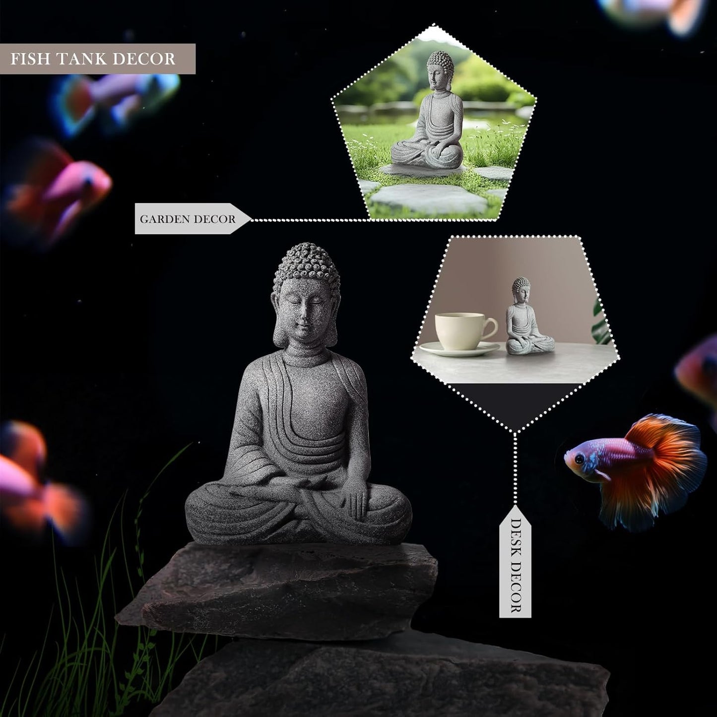 Little Buddha Statue for Home - Handmade Stone Meditation Sitting Buddha Figurine, Buddah, Buda, Budda, Baby Buddha Statue Indoor/Outdoor, Buddha Decor & Gifts, Buddhas, Buddha Sculpture