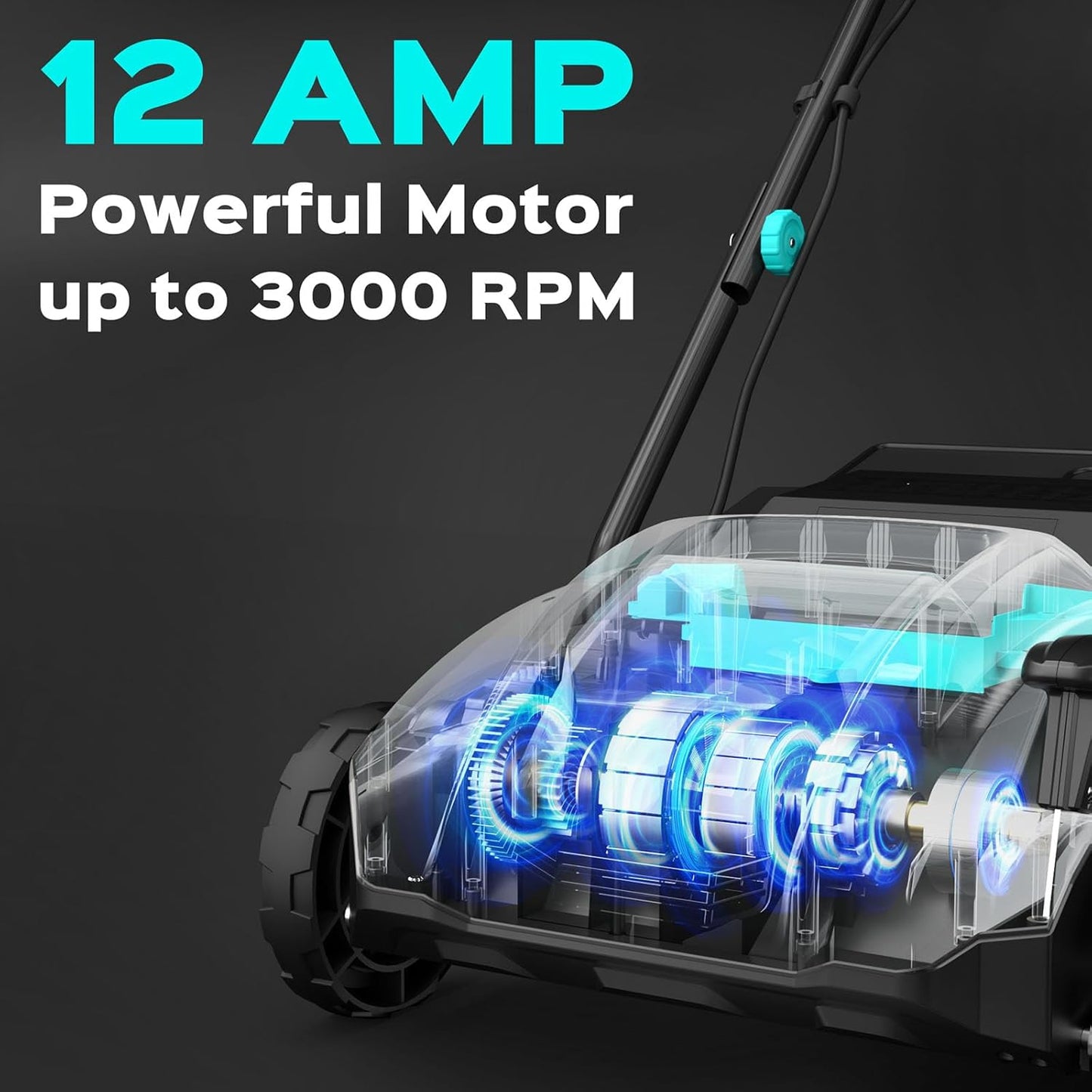 2-in-1 Electric Dethatcher & Scarifier, 12 Amp Lawn Tool with 8 Gal Collection Bag, Adjustable Depth, Powerful Motor for Healthier Grass