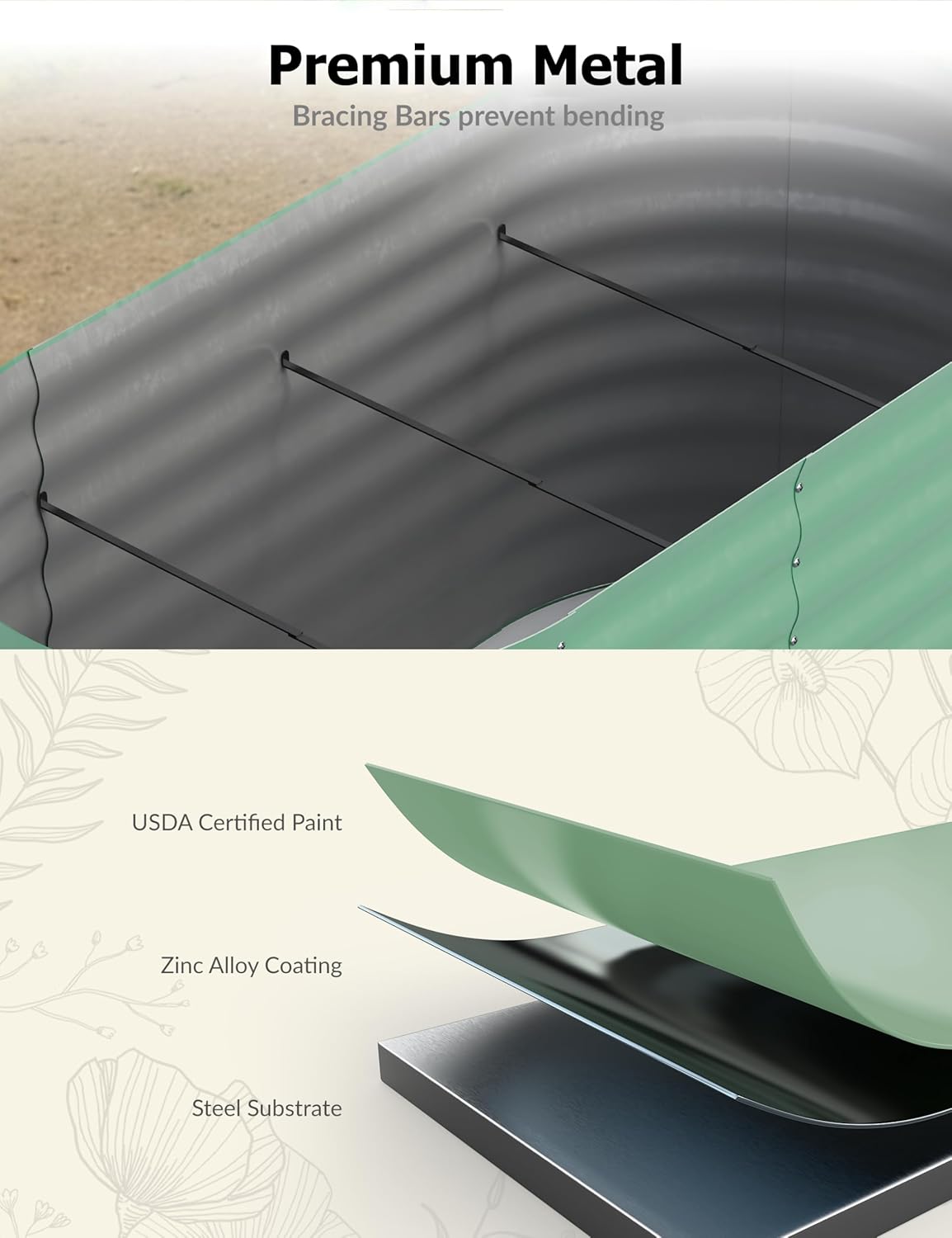 2 Pcs Raised Garden Beds Outdoor 6x3x2 ft - Galvanized Steel Planter Box for Vegetables, Flowers, Rust-Resistant Garden Box, Easy Assembly Raised Beds, Durable Planters for Outdoor Plants, Green