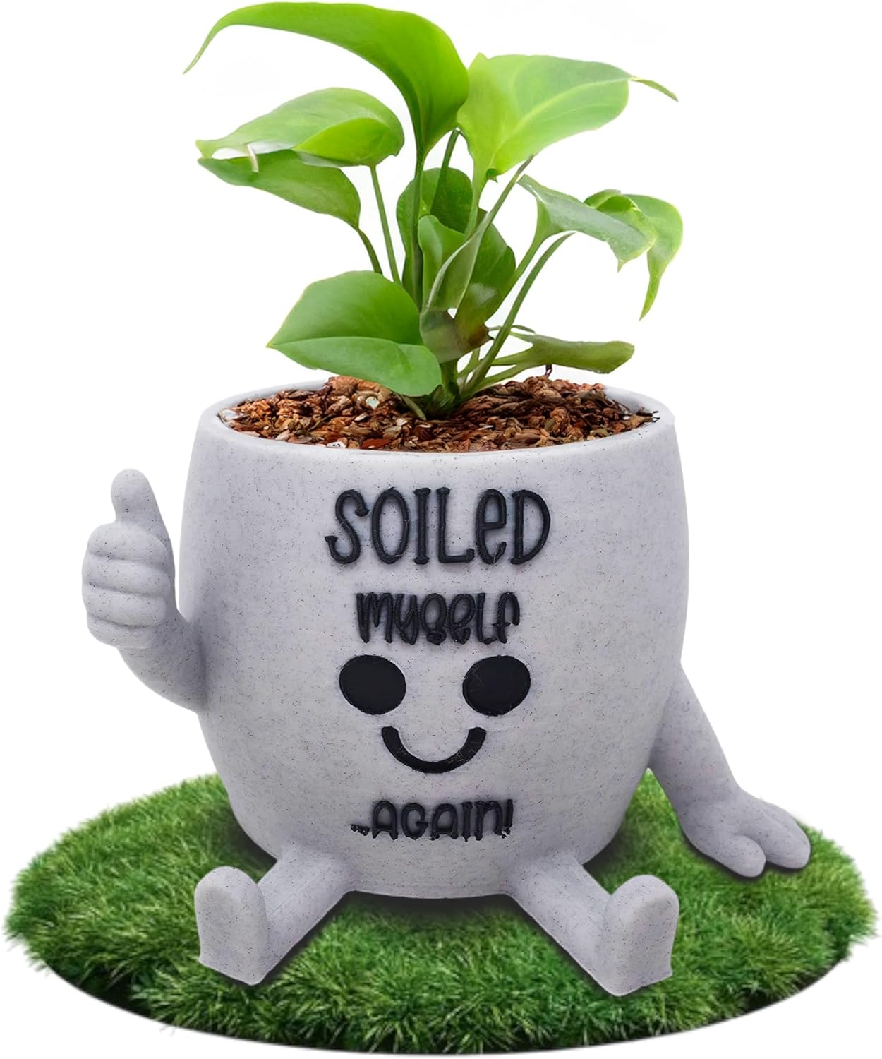 Funny Face Indoor Head Planter Pot, 3D Printed, Unique Small Succulent Flower Pot, Cute Cactus Planter, Indoor Home Decor, Office Desk Plant Pot, Novelty Gardening Gift Set