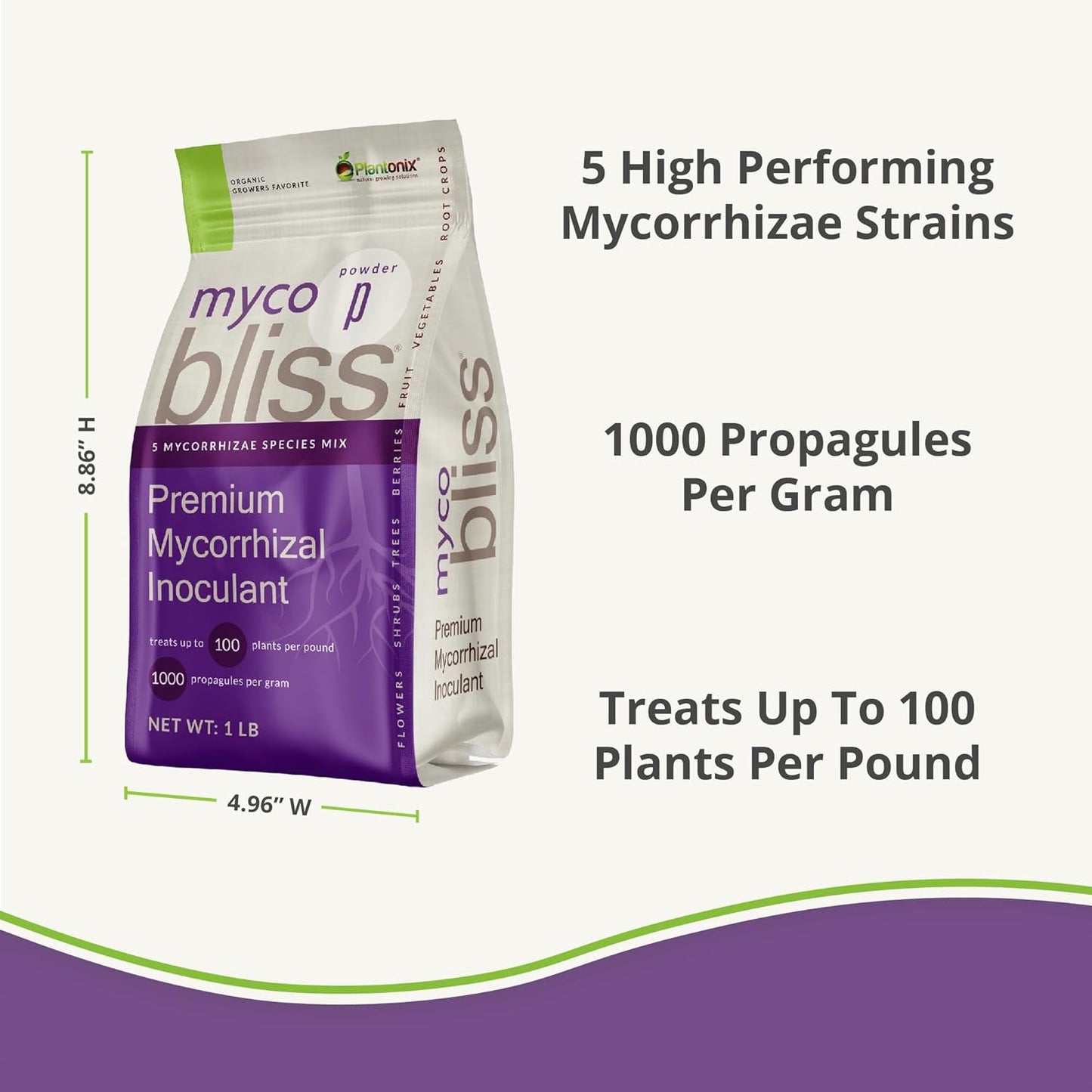 Myco Bliss Powder (1lb) - Mycorrhizal Fungi for Soil - 5 Strain Mycorrhizal Inoculant with 1000 Propagules Per Gram - Highly Concentrated Mycorrhizae for Plants, Potting Soil, & Garden Soil