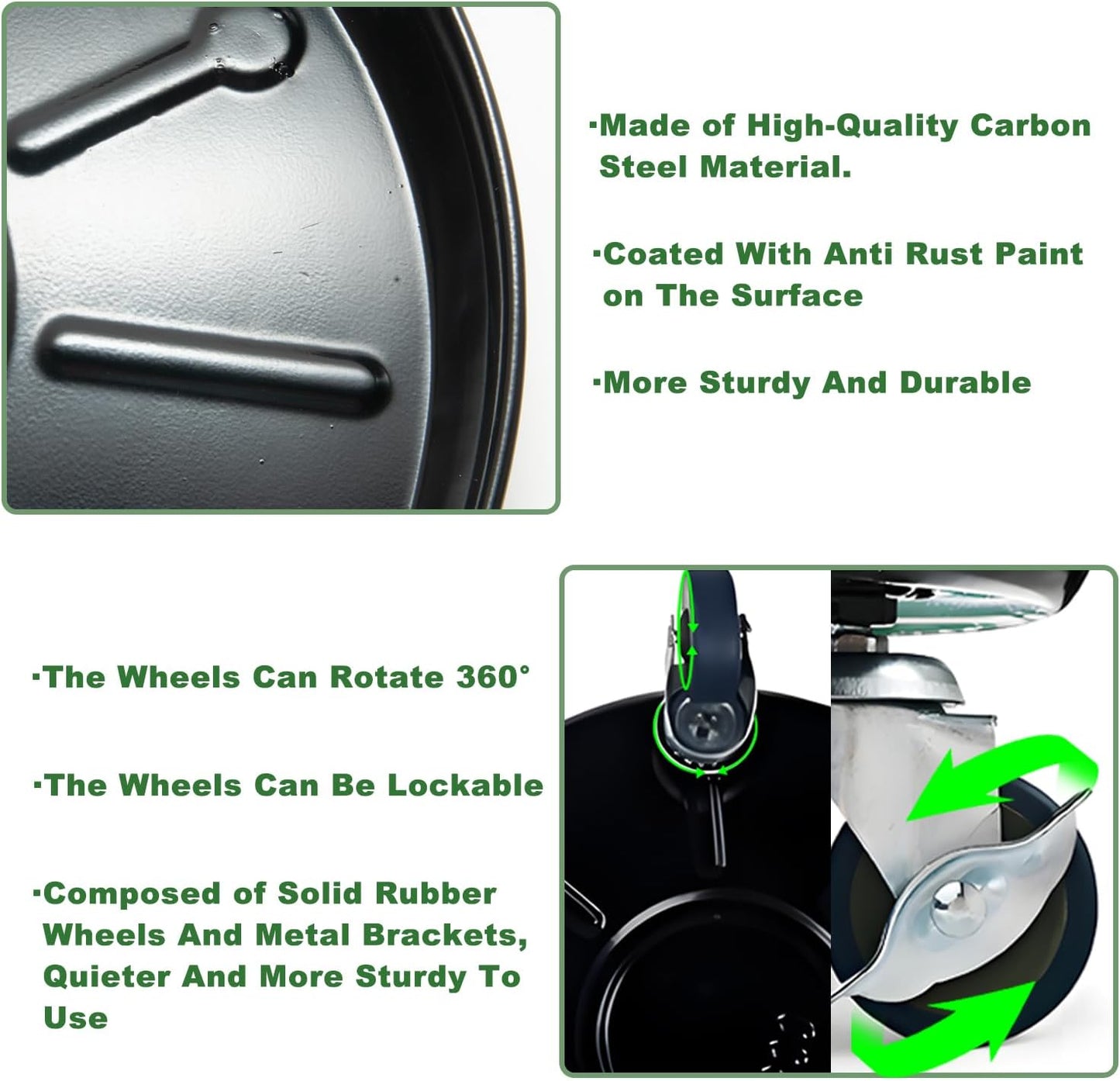 3 Pack Metal Plant Caddy with Wheels 20 Inch Black, Round Rolling Heavy Duty Plant Dolly, Heavy Plant Pot Mover Outdoors or Indoors, The Metal Wheel Can Rotate 360 Degrees or Lockable.