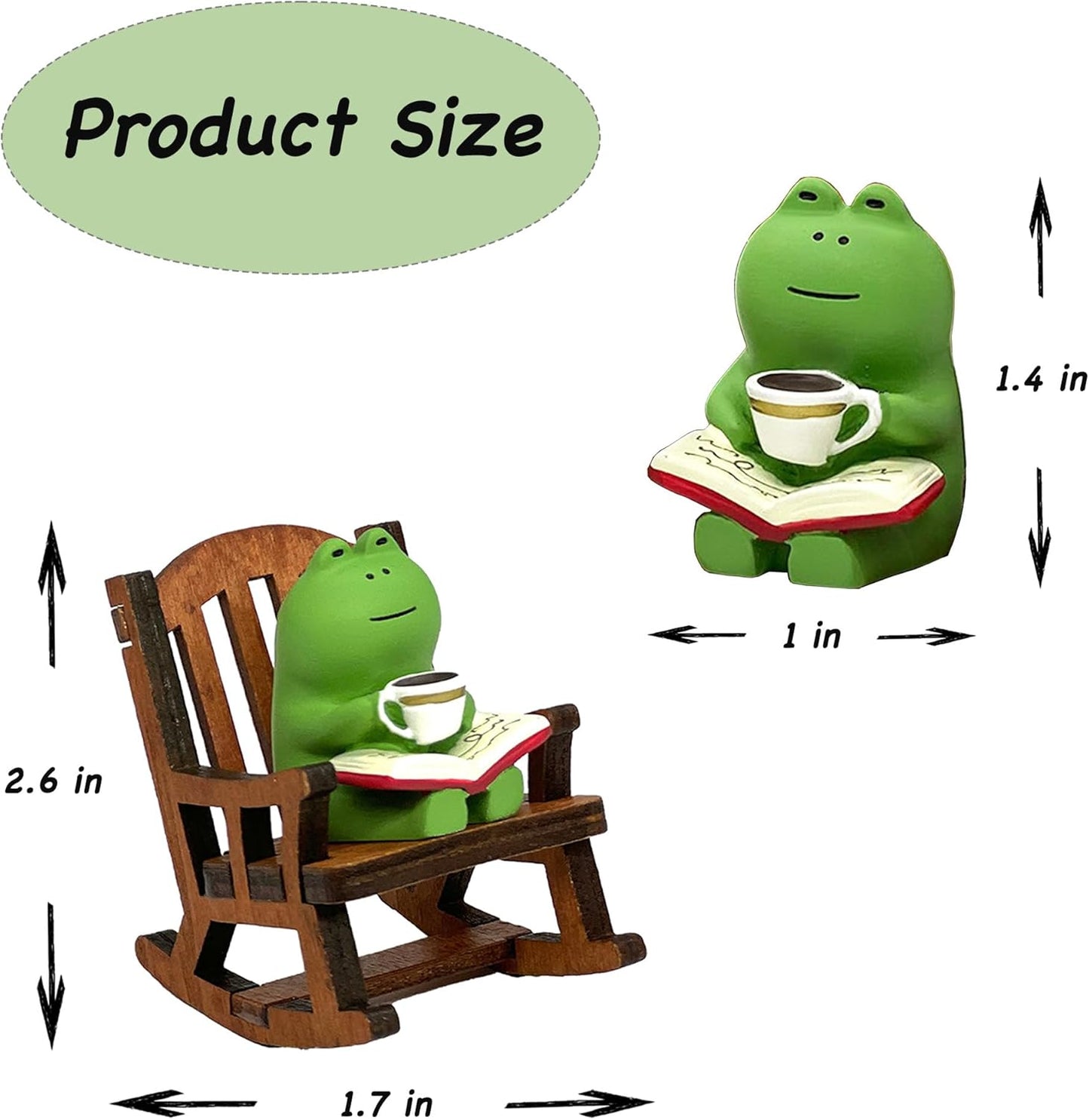 Miniature Frog Figurines, Cute Frog Desk Accessories for Desk Decor, Funny Gifts for Garden Decor, Mini Resin Animal Garden Statues (Green)