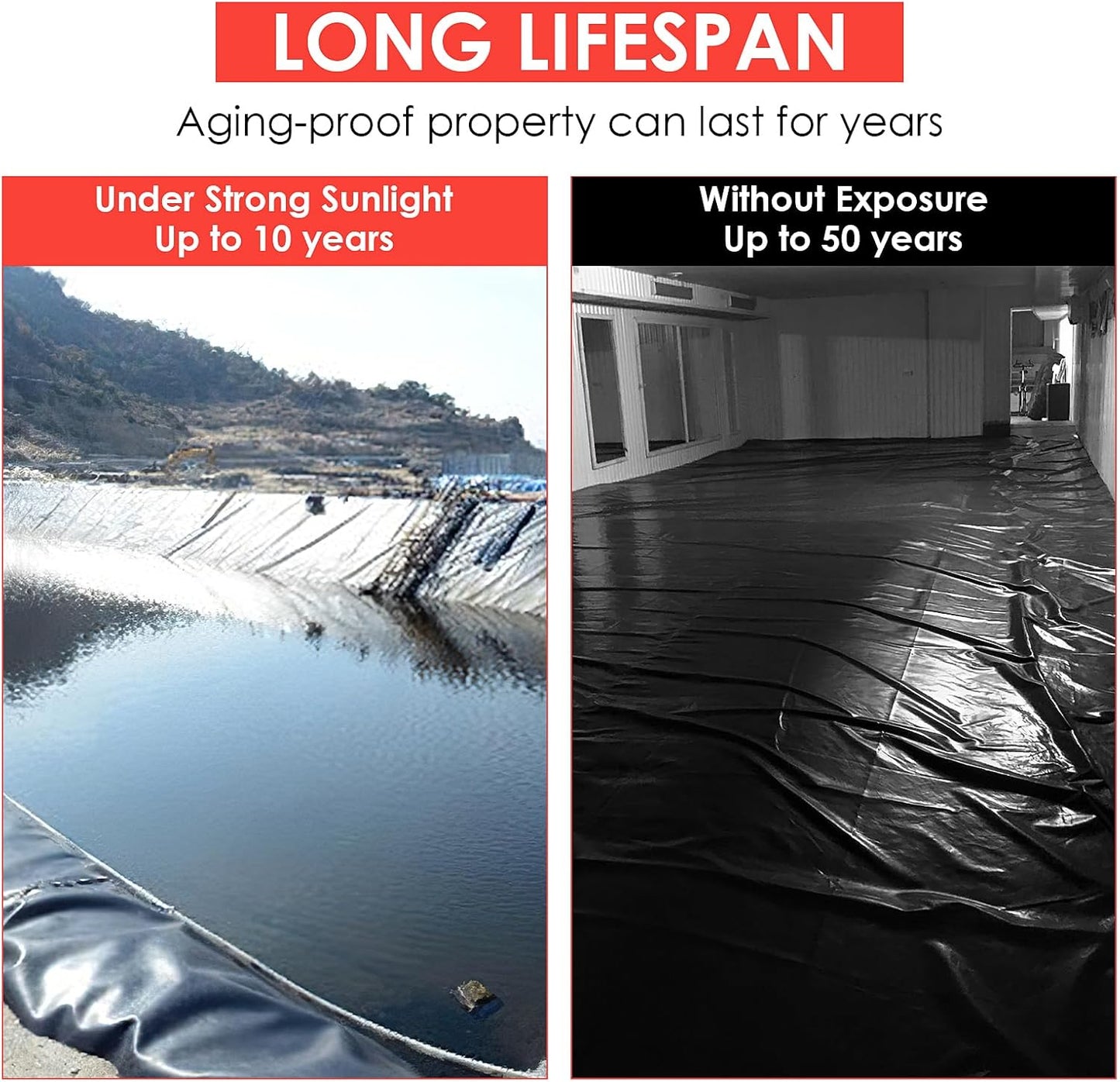 10x13 ft Pond Liner, 20 Mil Thickness, Pliable & Durable LLDEP Material, Easy Cutting & UV Resistant, for Fish or Koi, Features, Waterfall Base, Fountains and Water Gardens