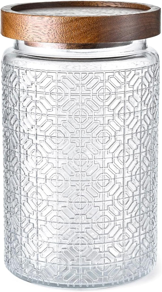 32oz Vintage Glass Jar With Lid, Glass Storage Containers, Airtight Kitchen Storage Containers For Sugar, Coffee, Tea, Spice, Flour, Candy Cookie, Pasta, Cereal, Cute Decorative Jars