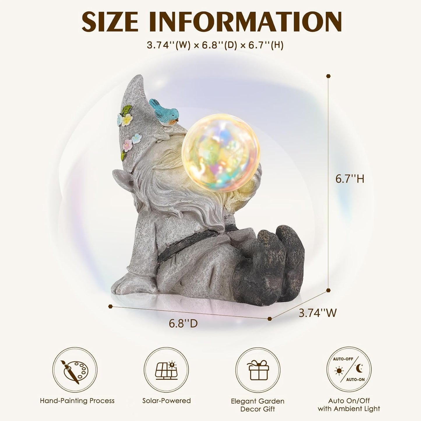 MININOVA Gnomes Garden Statues Outdoor Decor with Solar Lights Waterproof Cute Ornament for Outside Patio Lawn Housewarming Gifts