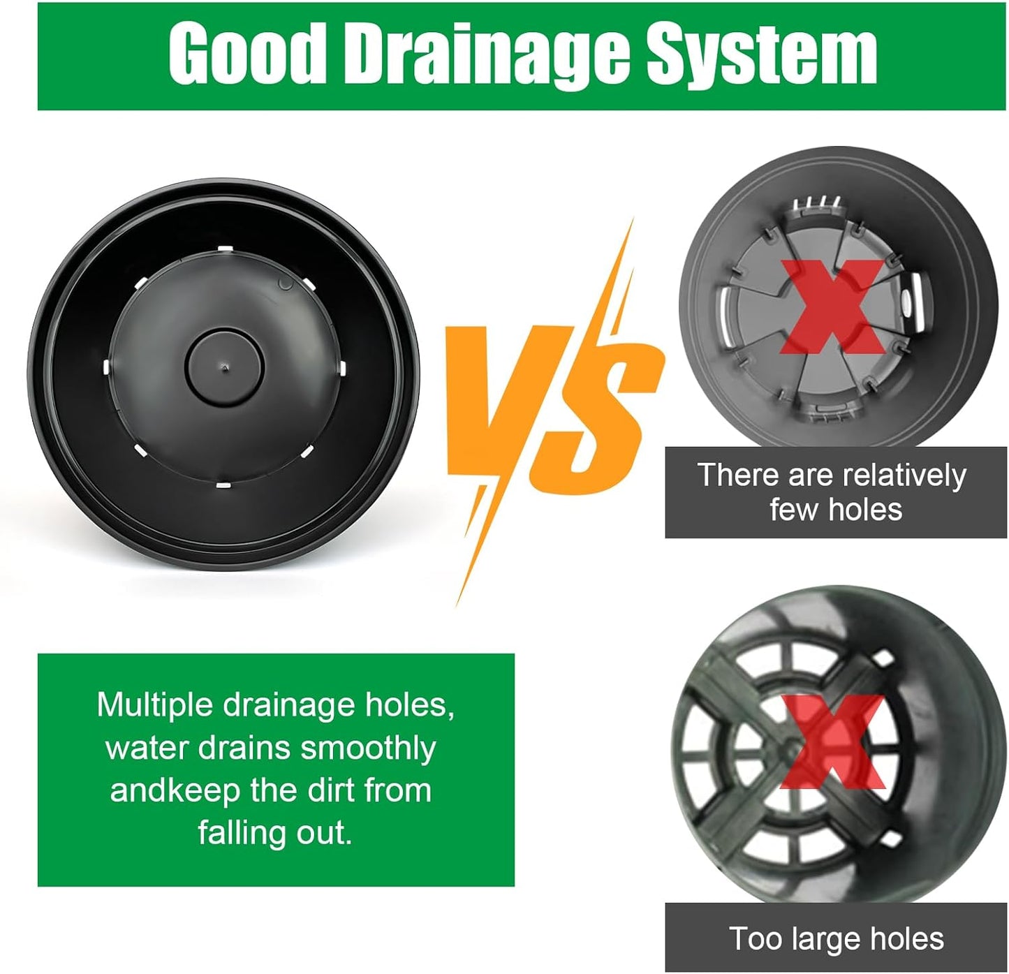 7 Gallon Plastic Nursery Pots, 15 Inch Large Plastic Pots for Plants, Round Plant Pots with Drainage Holes, Flower Pots for Outdoor Indoor Plants, Gardening Gifts for Women (5-Pack, Black)