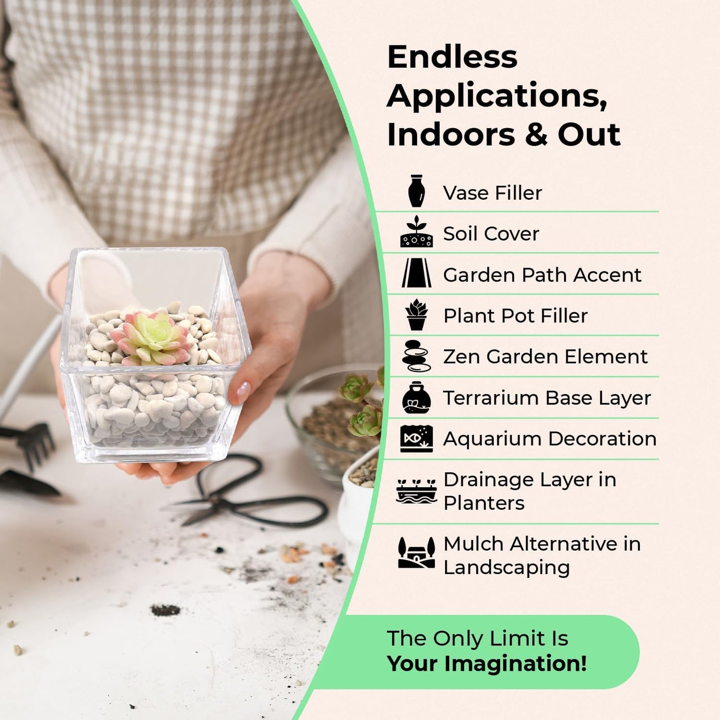 Agate Stone. Polished Natural Agate Pebbles. 3/8 Inch - 2 lbs. Mixed Color. for Succulents, Pots, Plants, Crafting, Vase Fillers (XSM (0.375 Inch), Agate - Mixed Color Polished, 2)