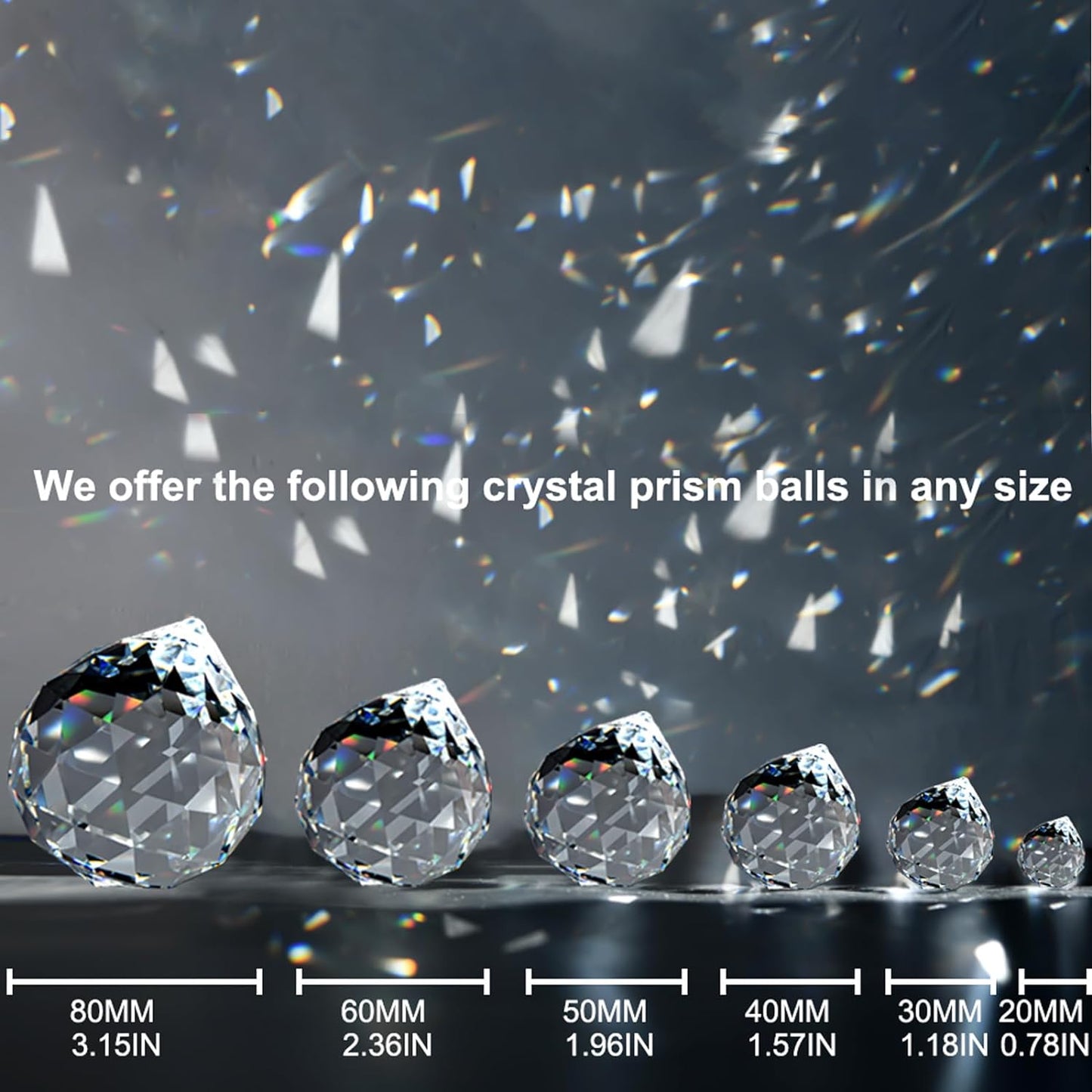 20pcs 0.8"/20mm Crystal Suncatcher Prism for Windows Hanging, Crystal Prisms Beads Ball Pendants Rainbow Maker for Fengshui, Home Room Decor, Indoor Windows