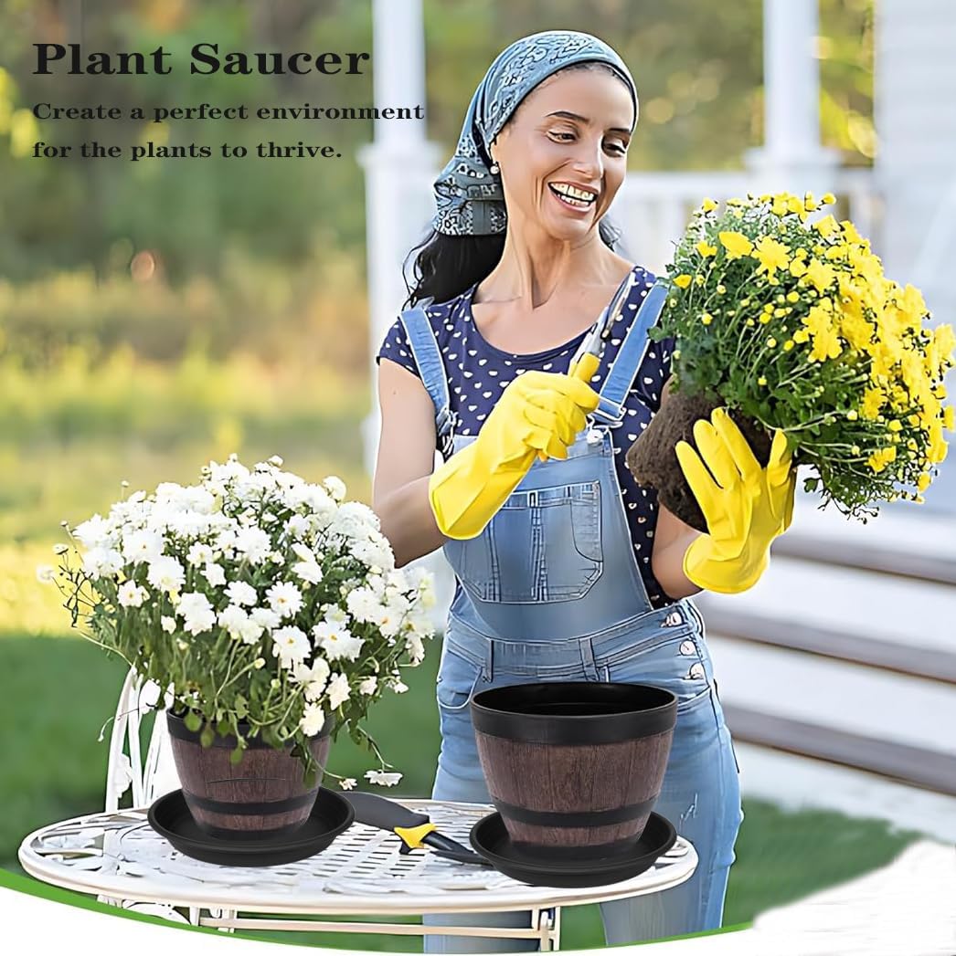 2 Pack of 16 17 inch Plant Saucer, 2.4" Depth Large Plant Tray, Heavy Duty Plant Trays for Indoors no Holes, Bird Bath Bowls, Plastic Pot Tray for Planter 14"/15"/16" (16", Black)