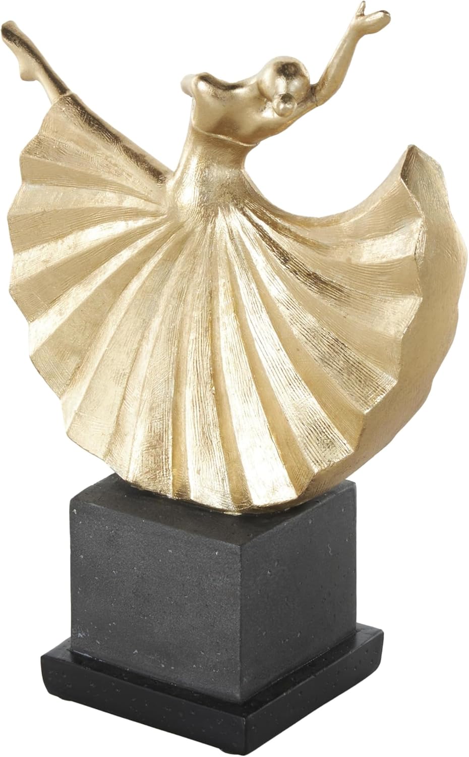Deco 79 Polystone Dancer Decorative Sculpture Home Decor Statue with Black Square Base, Accent Figurine 9" x 4" x 12", Gold