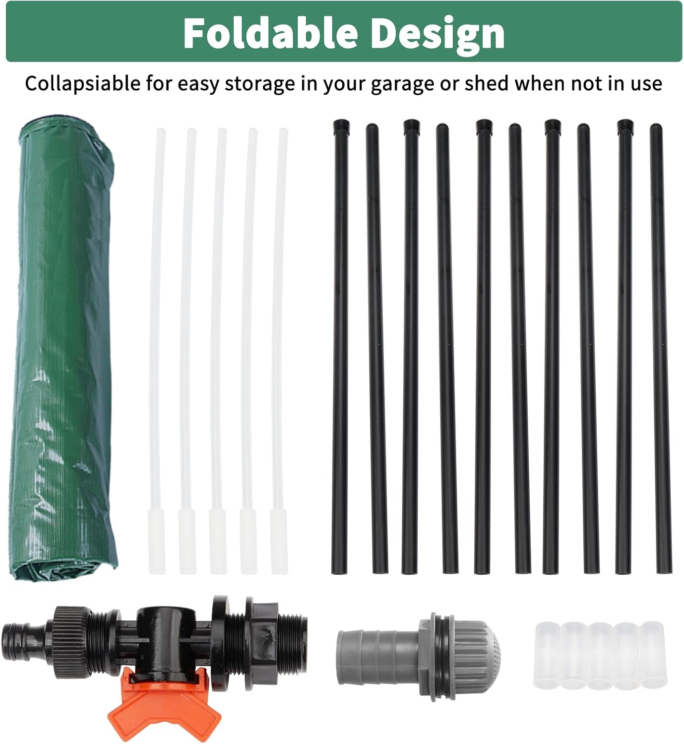 50 Gallon Collapsible Rain Barrel, Portable Rainwater Collection System, Water Storage Tank, Rain Catcher Barrel with Spigots and Overflow Kit, Rain Water Barrel Collector for Garden, Green