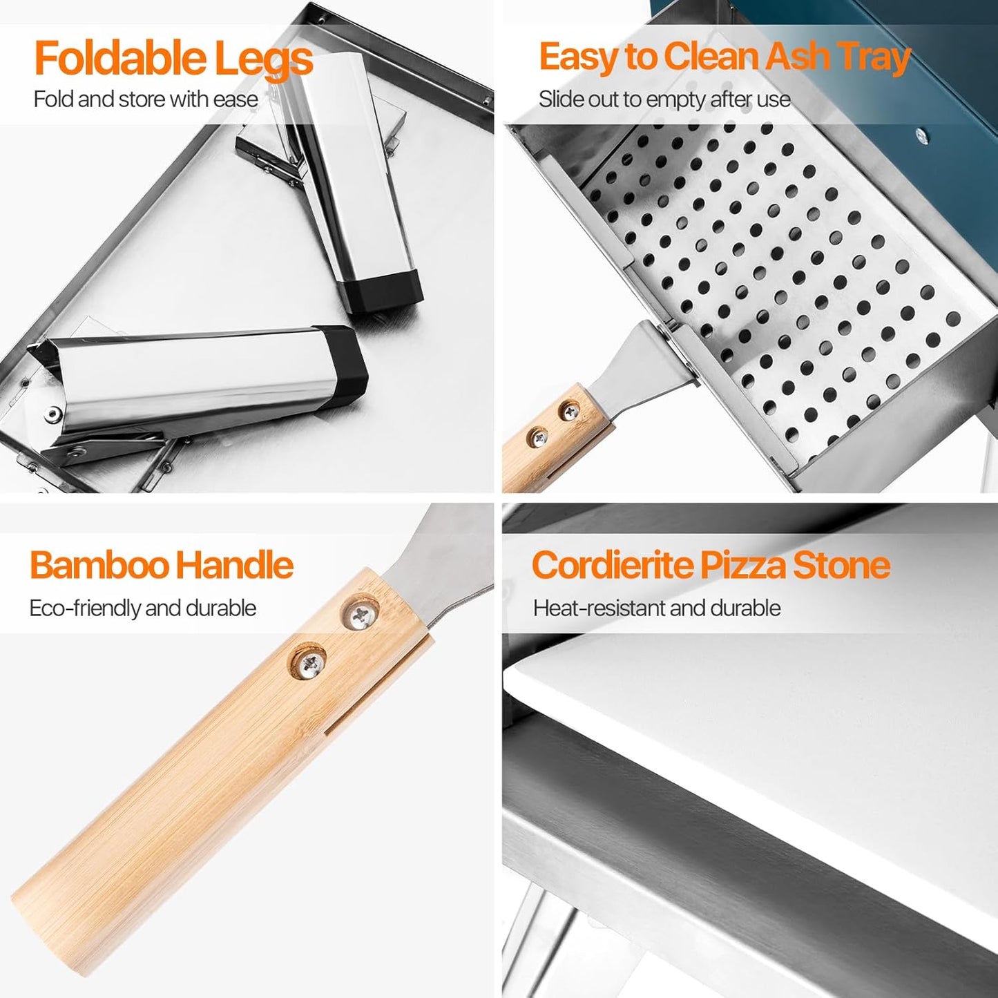 Pizza Oven 13 Inch Outdoor Wood Fired Portable Stainless Steel Pizza Oven with Pizza Stone for Family Outside Cooking Camping Backyard BBQ Pizza Maker Garden Kitchen(Blue-gery 13IN)