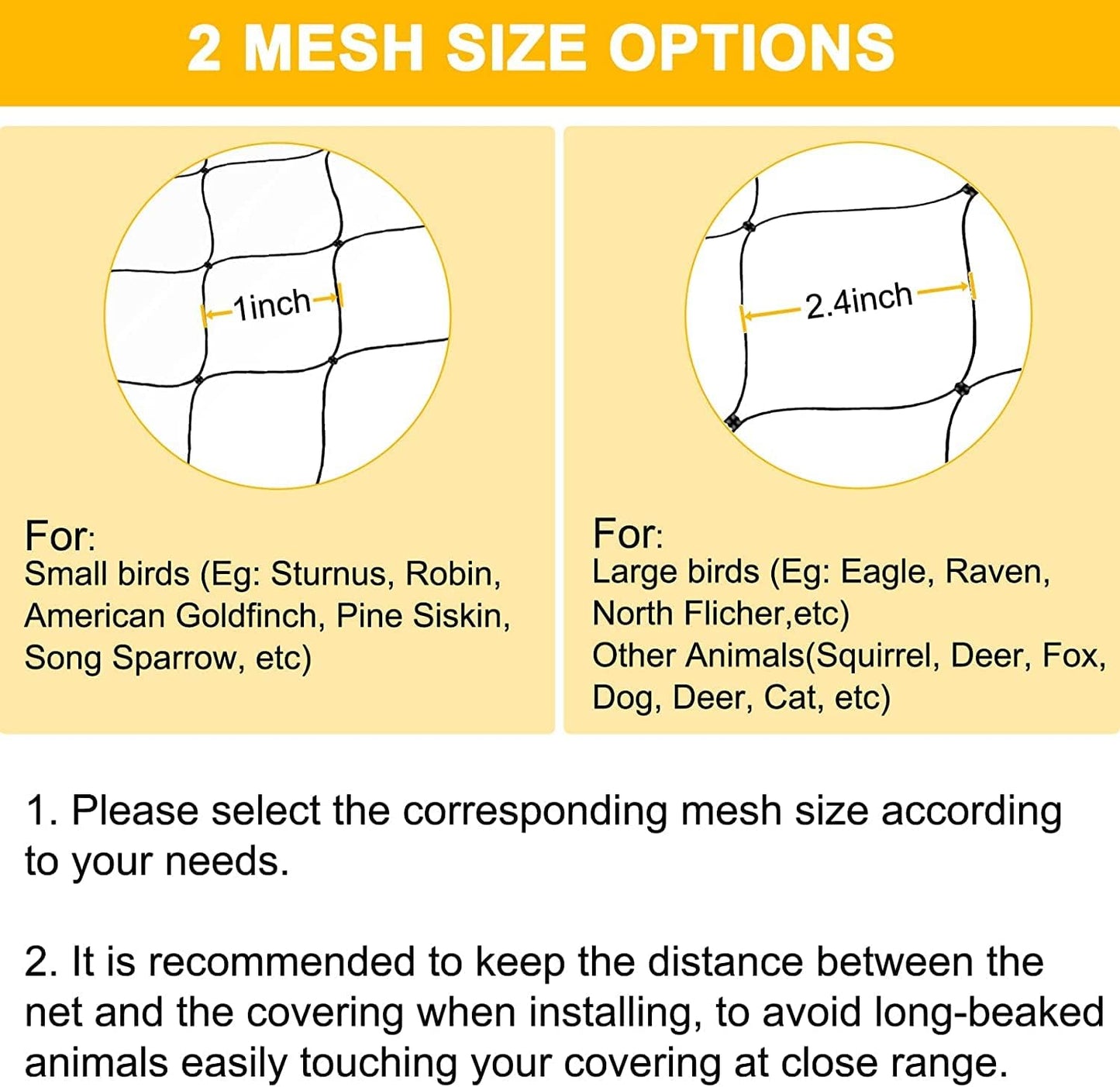 Bird Net 25'x25' with 2.4" Square Mesh Bird Netting for Chicken Coop Roof, Poultry Netting Heavy Duty Nylon for Garden, Chicken Netting Fruit Tree Netting, Hawk Netting for Chicken Run